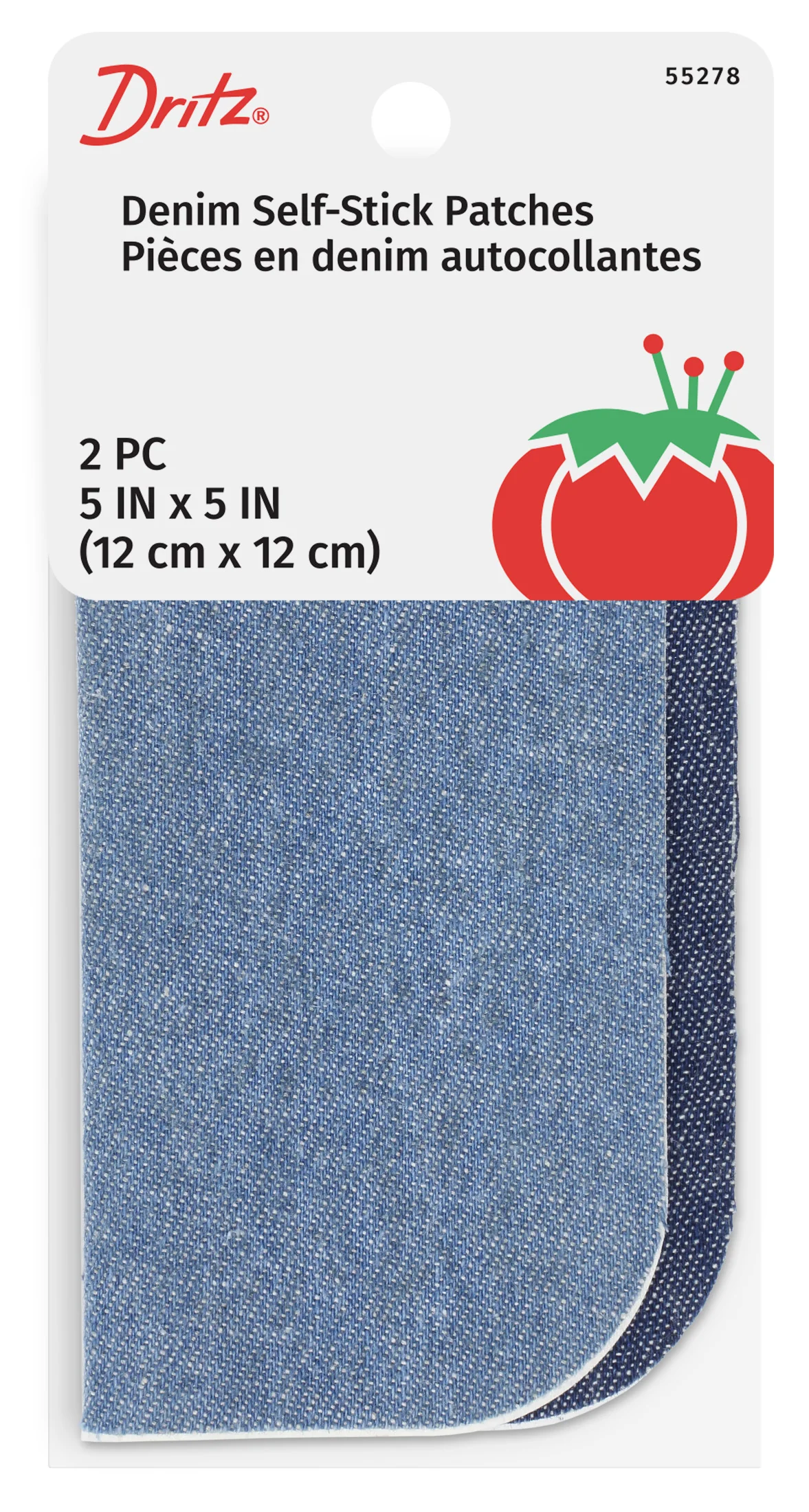 Self-Stick Temporary Denim Patches, 5" x 5", Assorted, 2 pc