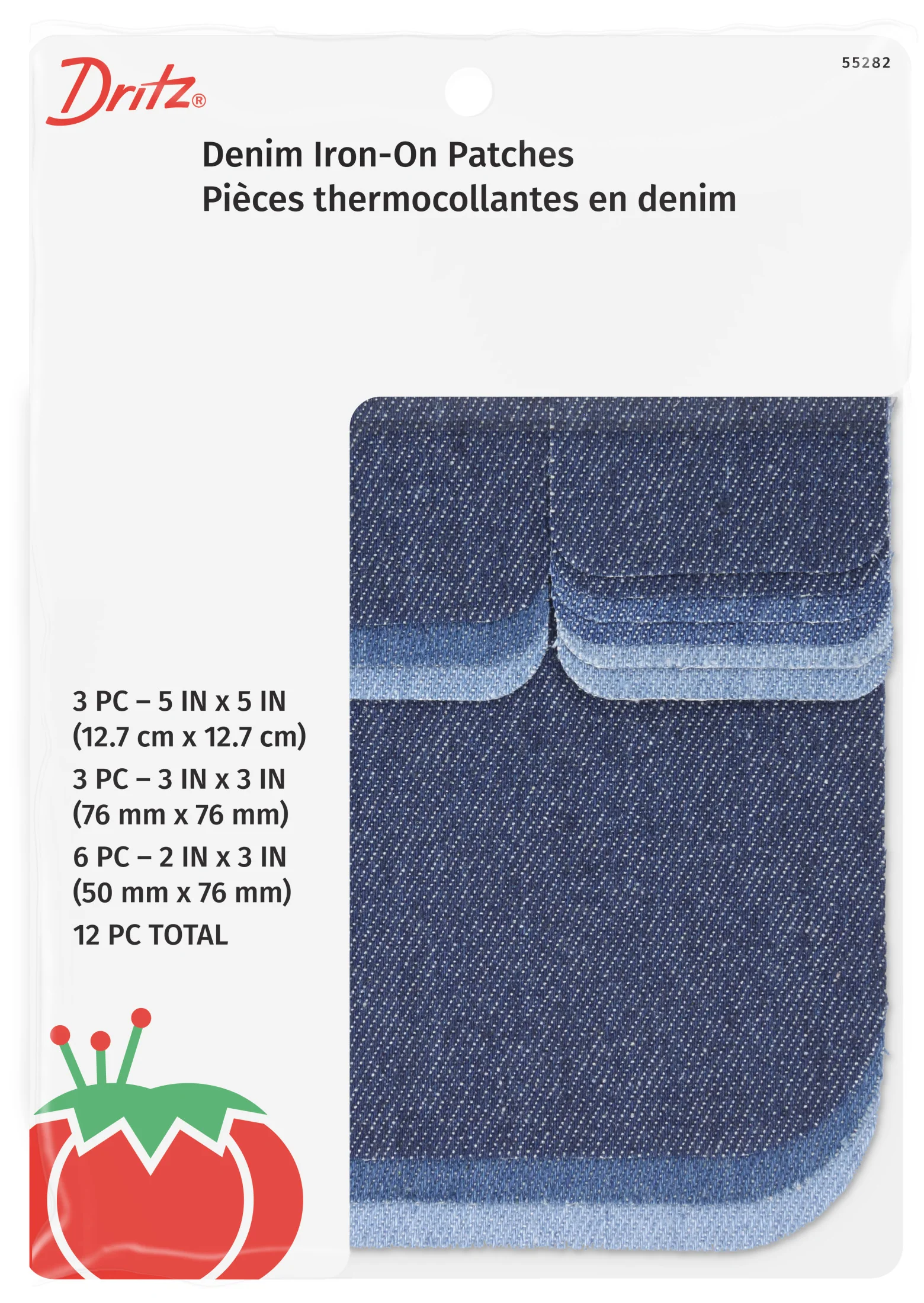 Denim Iron-On Patches, Assorted, 12 pc