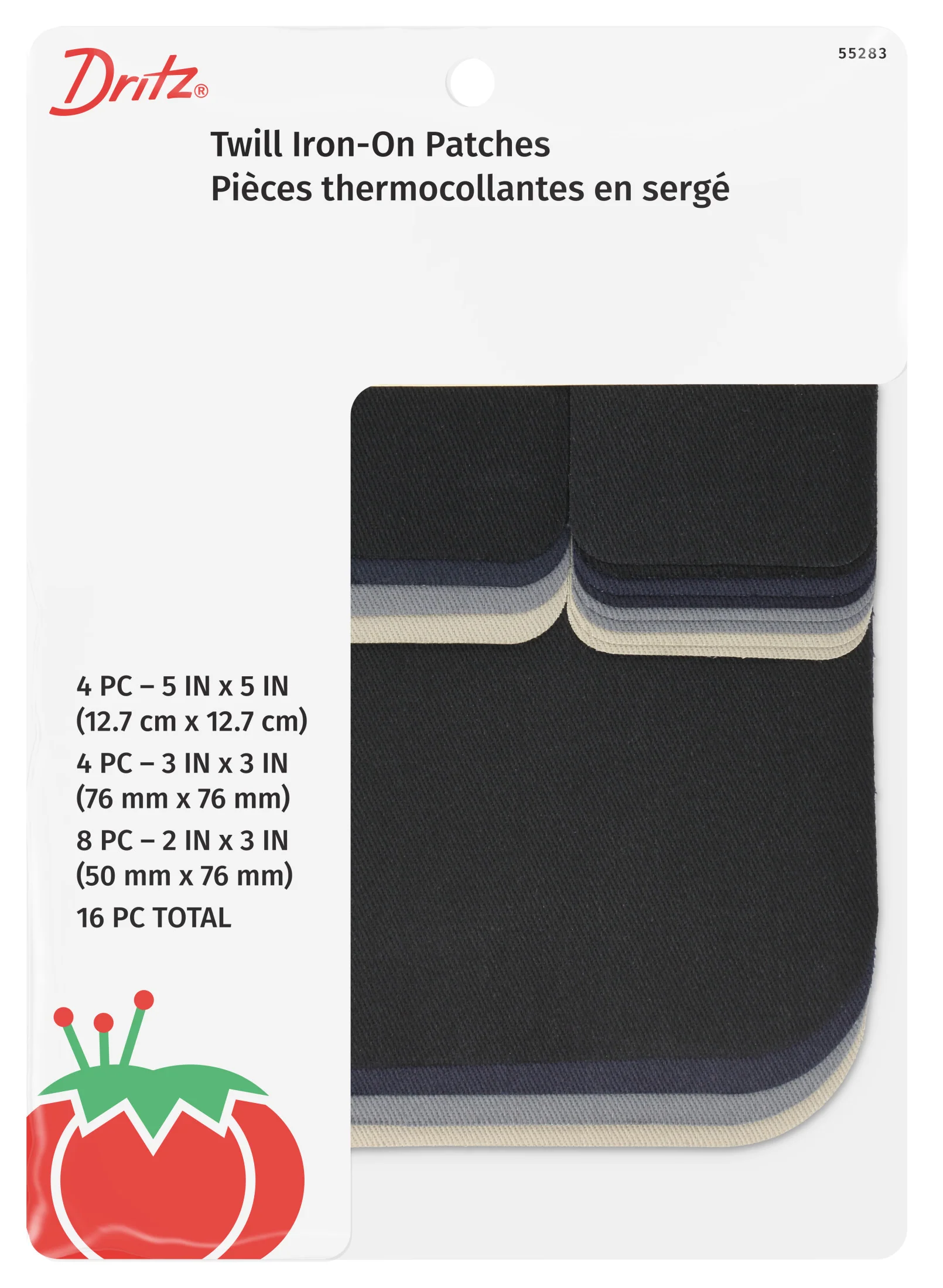 Twill Iron-On Patches, Assorted, 16 pc