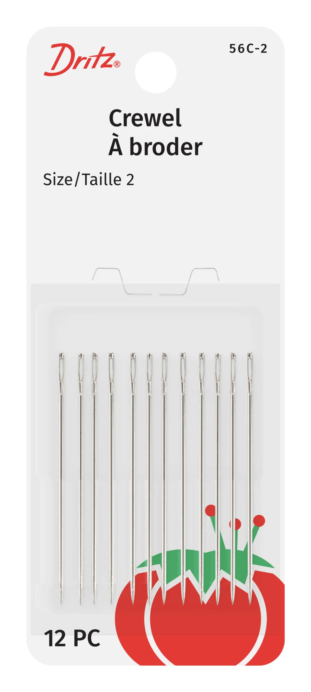 Crewel Hand Needles, Size 2, 12 pc