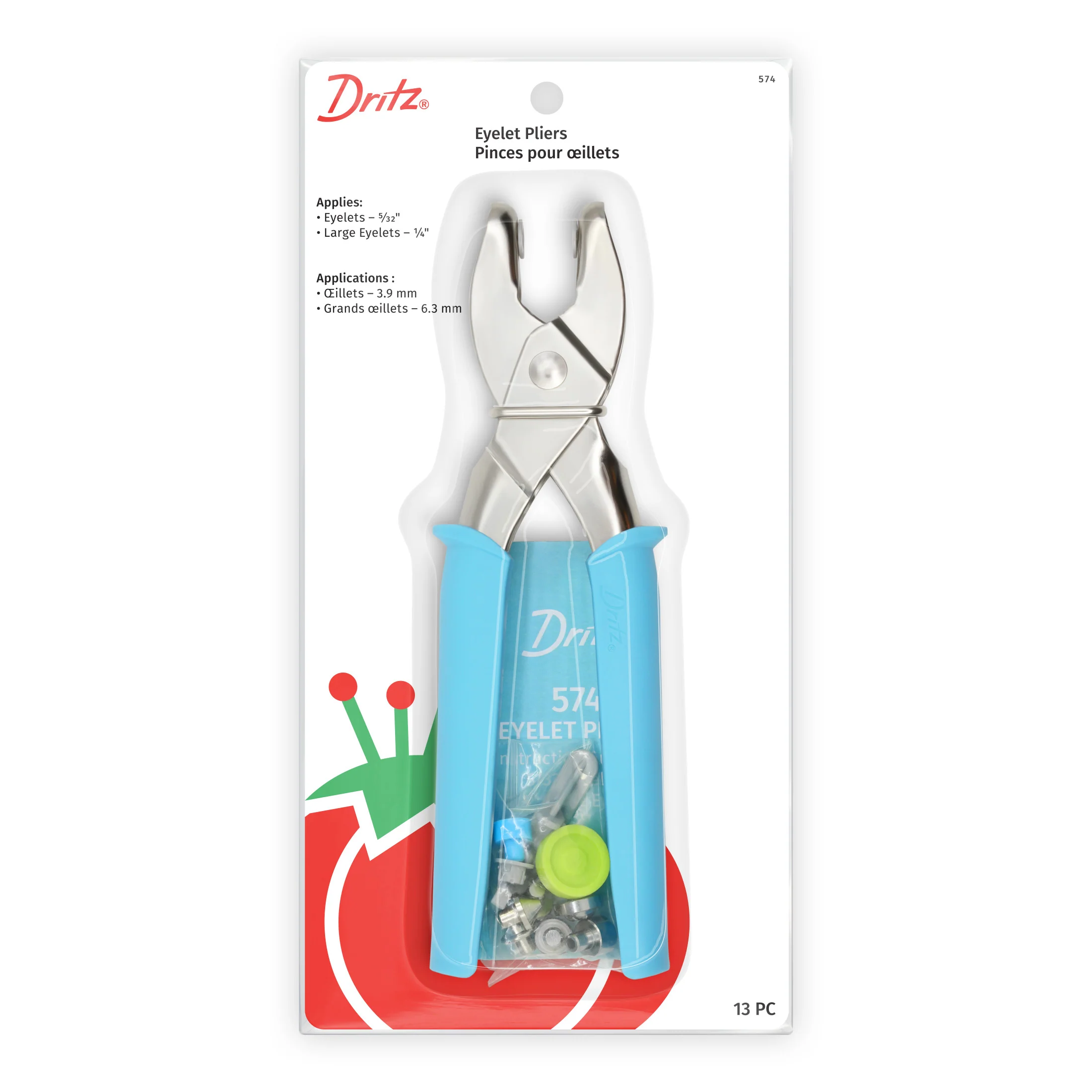 Eyelet Pliers for 5/32" & 1/4" Eyelets, Turquoise