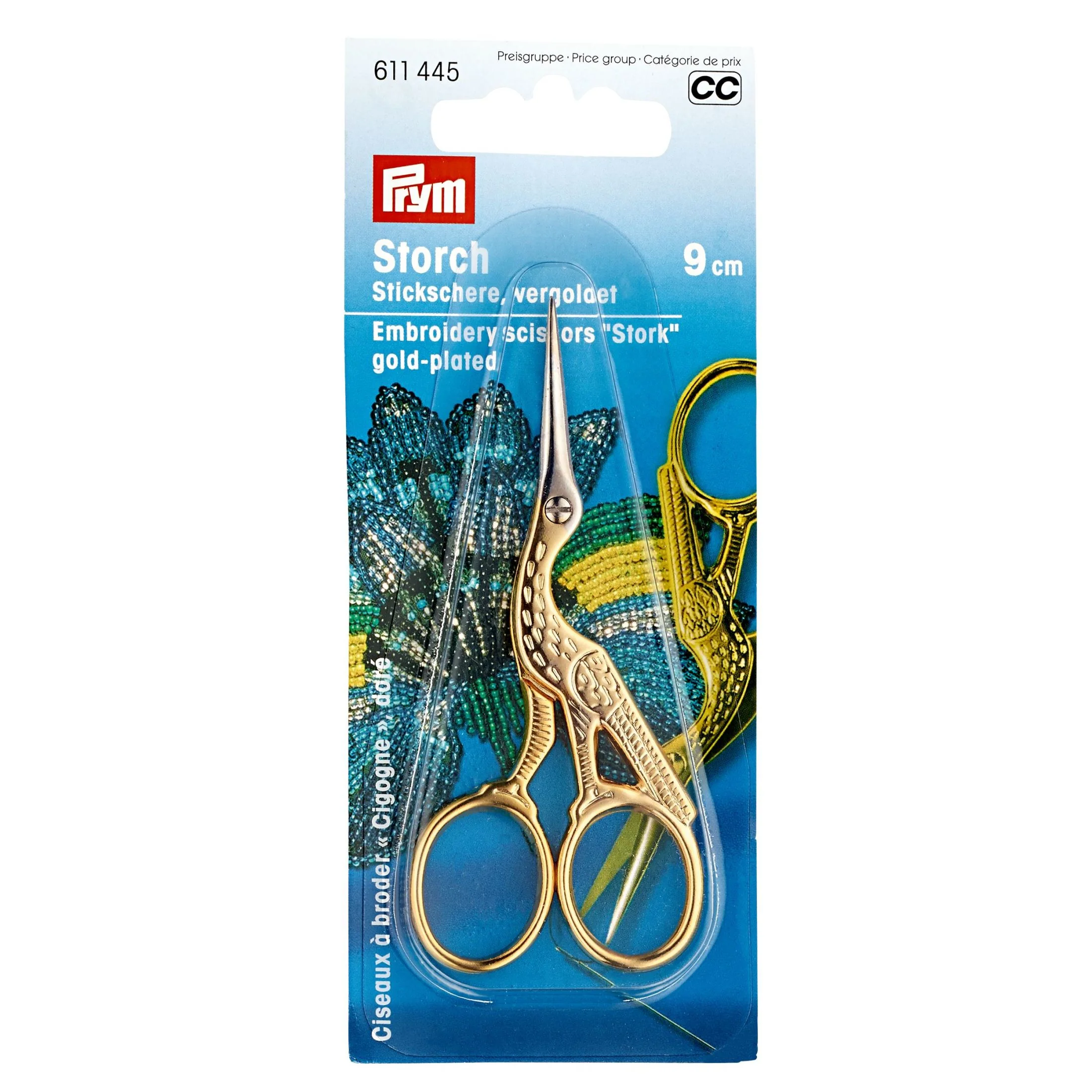 3-1/2" Stork Embroidery Scissors, Gold - Image 2