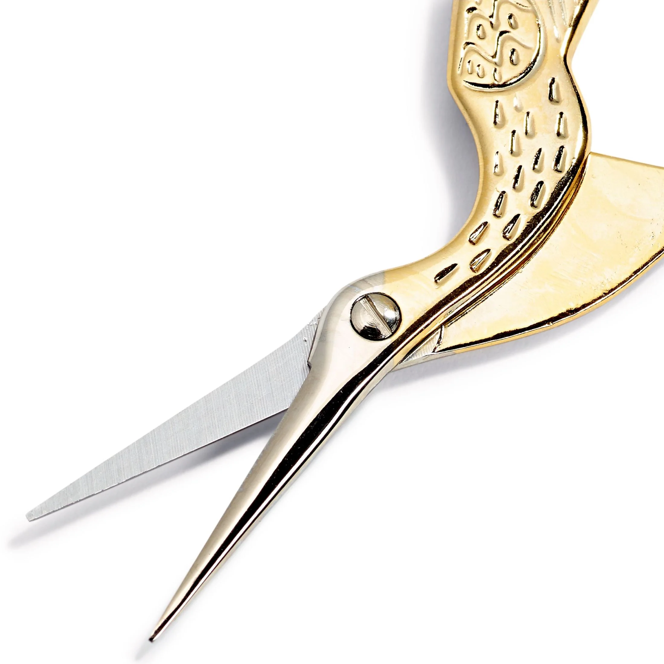 3-1/2" Stork Embroidery Scissors, Gold - Image 3