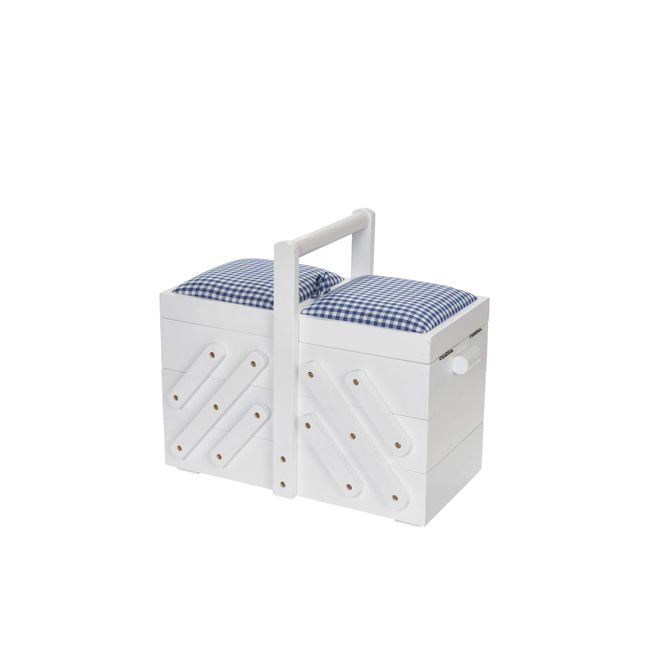 White Wood Sewing Box With Fabric - Image 2
