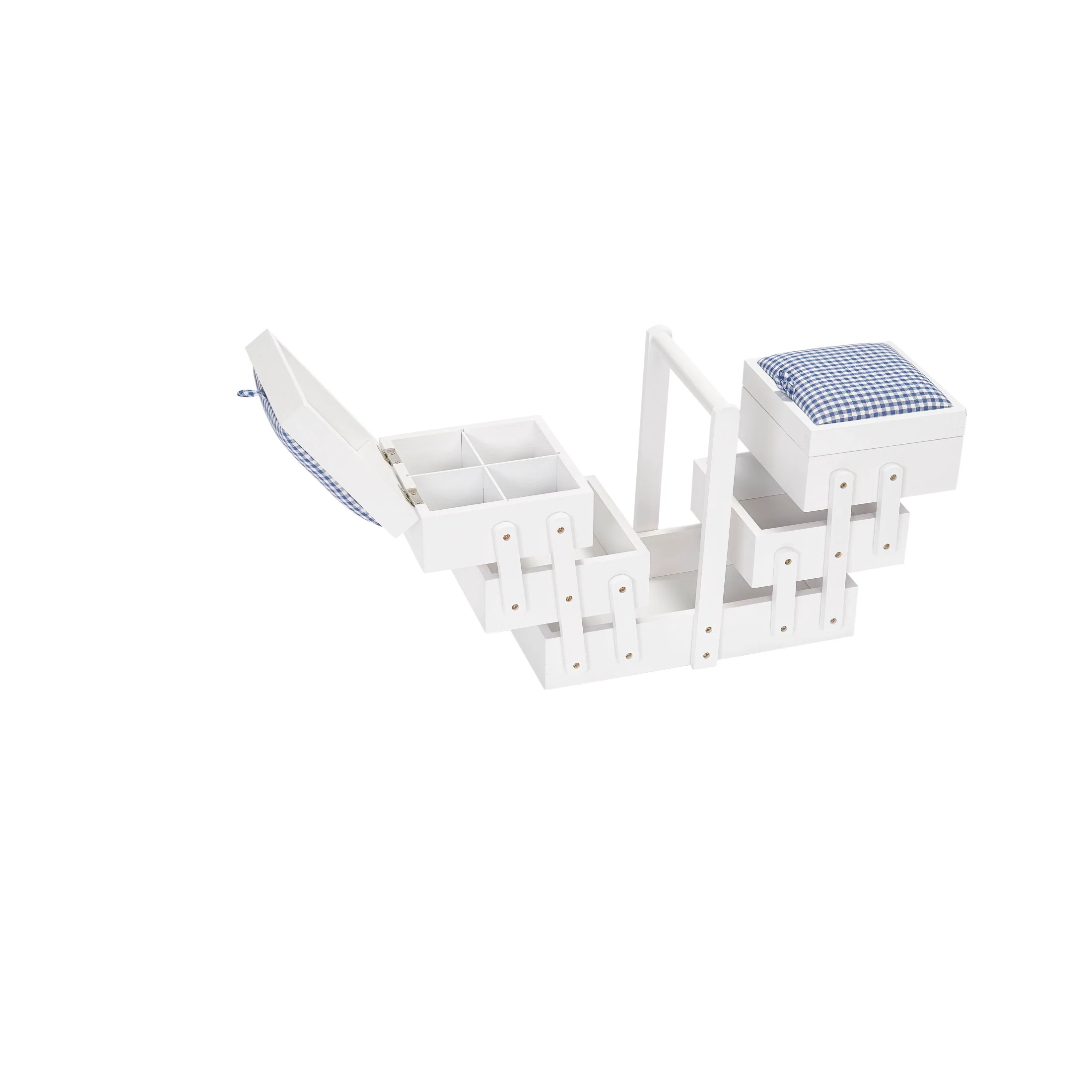 White Wood Sewing Box With Fabric - Image 3