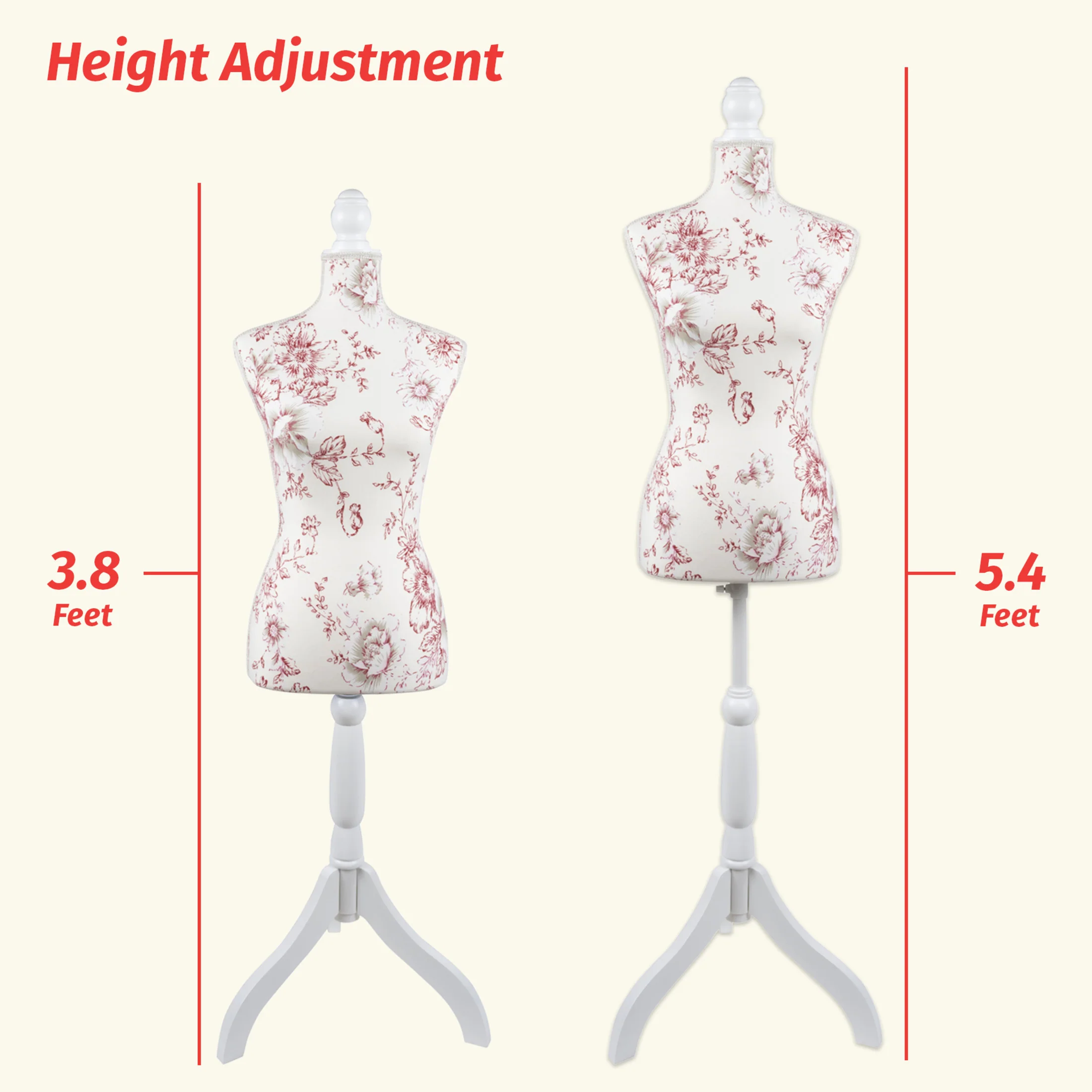 Dress Form Mannequin, Floral Print, US Size 6 - Image 4