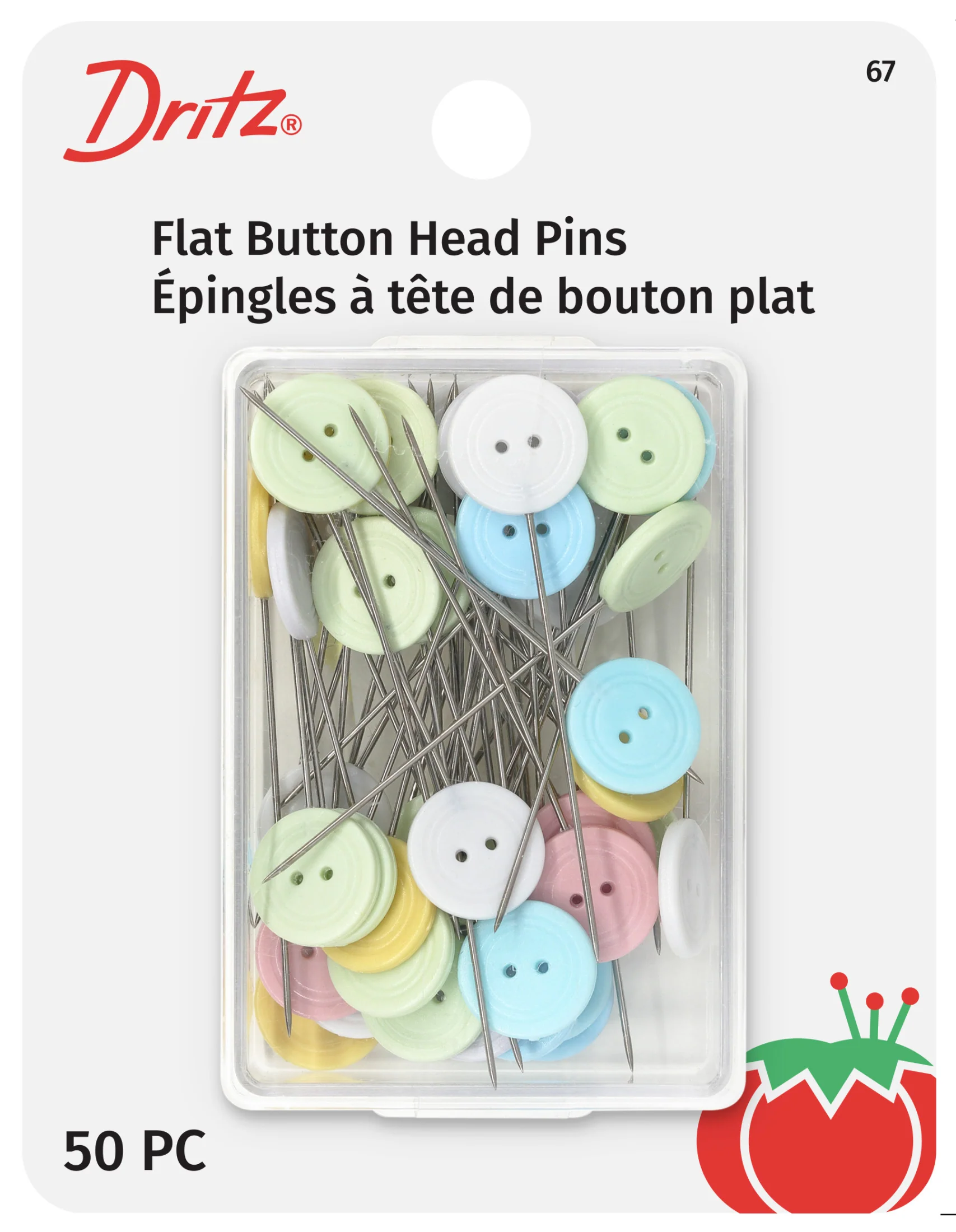 Flat Button Head Pins, Assorted, 50 pc