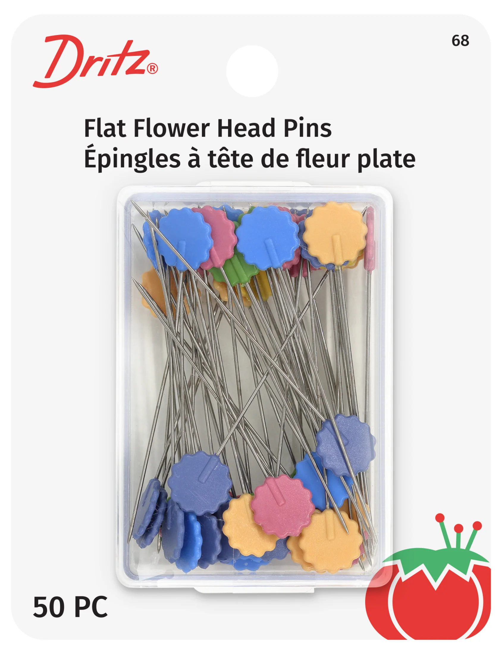 Flat Flower Head Pins, Assorted, 50 pc