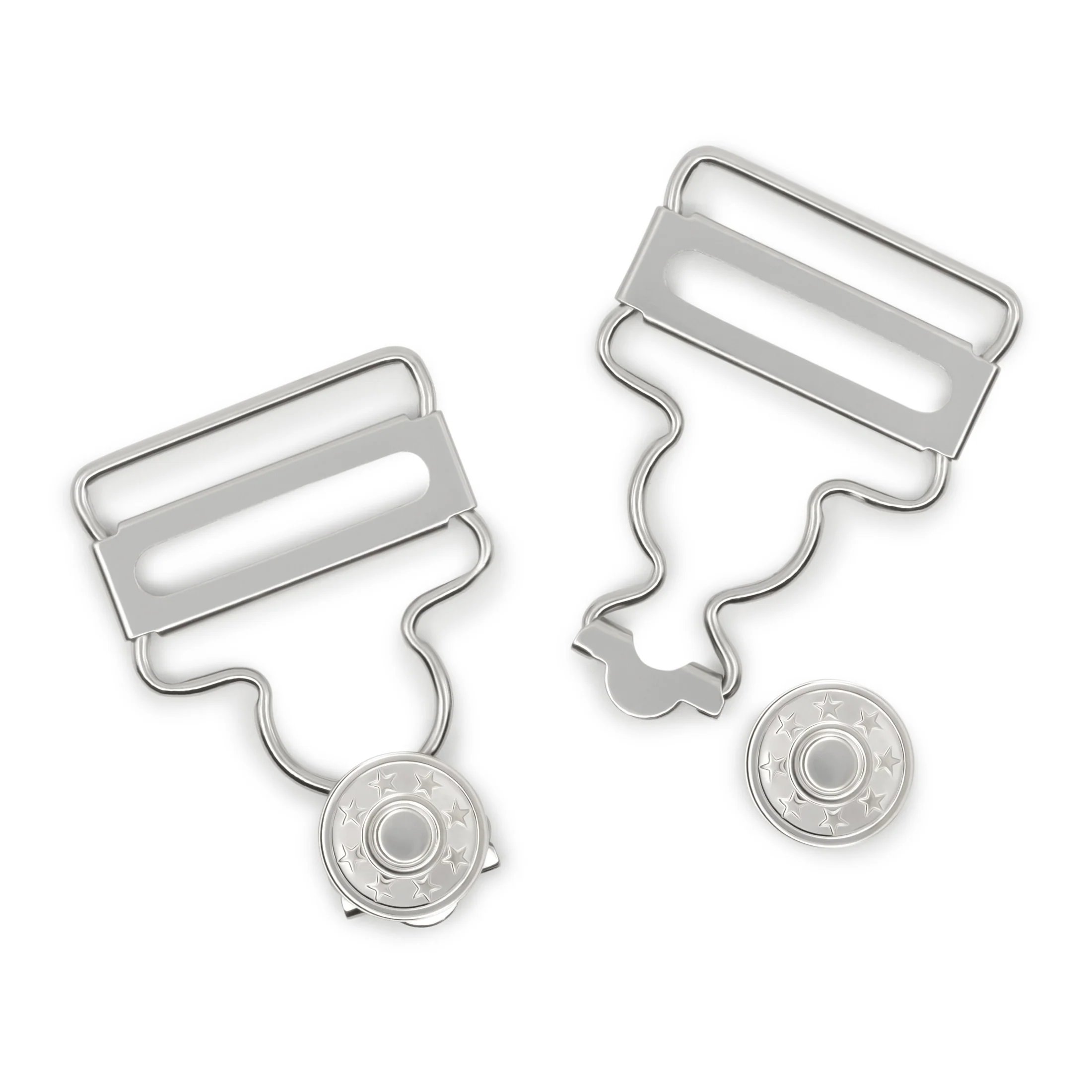 1" Overall Buckles with No-Sew Buttons, Nickel, 2 pc - Image 3