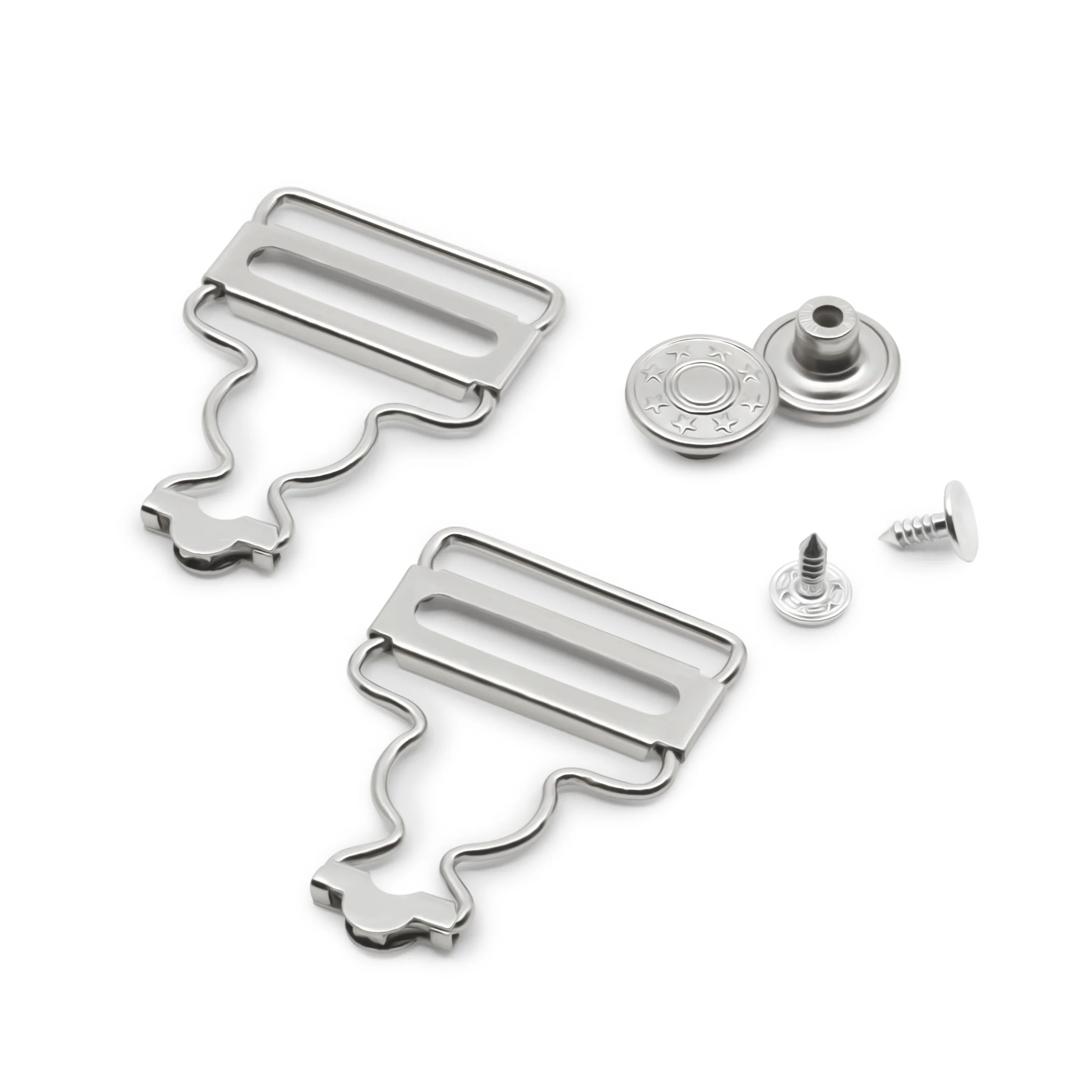 1" Overall Buckles with No-Sew Buttons, Nickel, 2 pc - Image 4