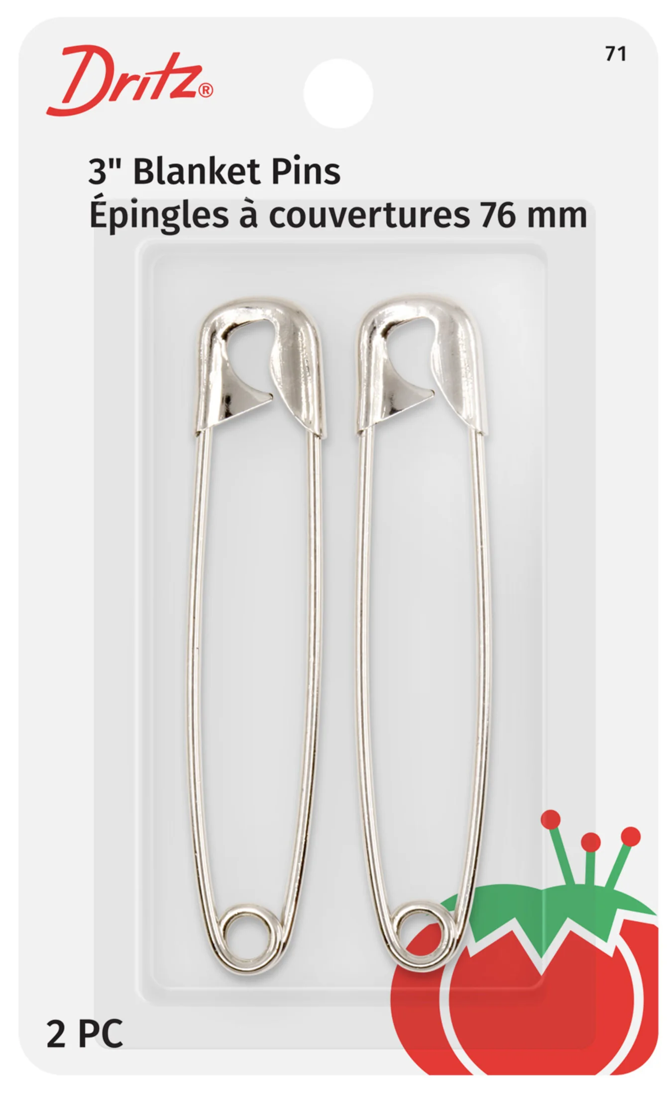 3" Blanket Pins, Nickel, 2 pc