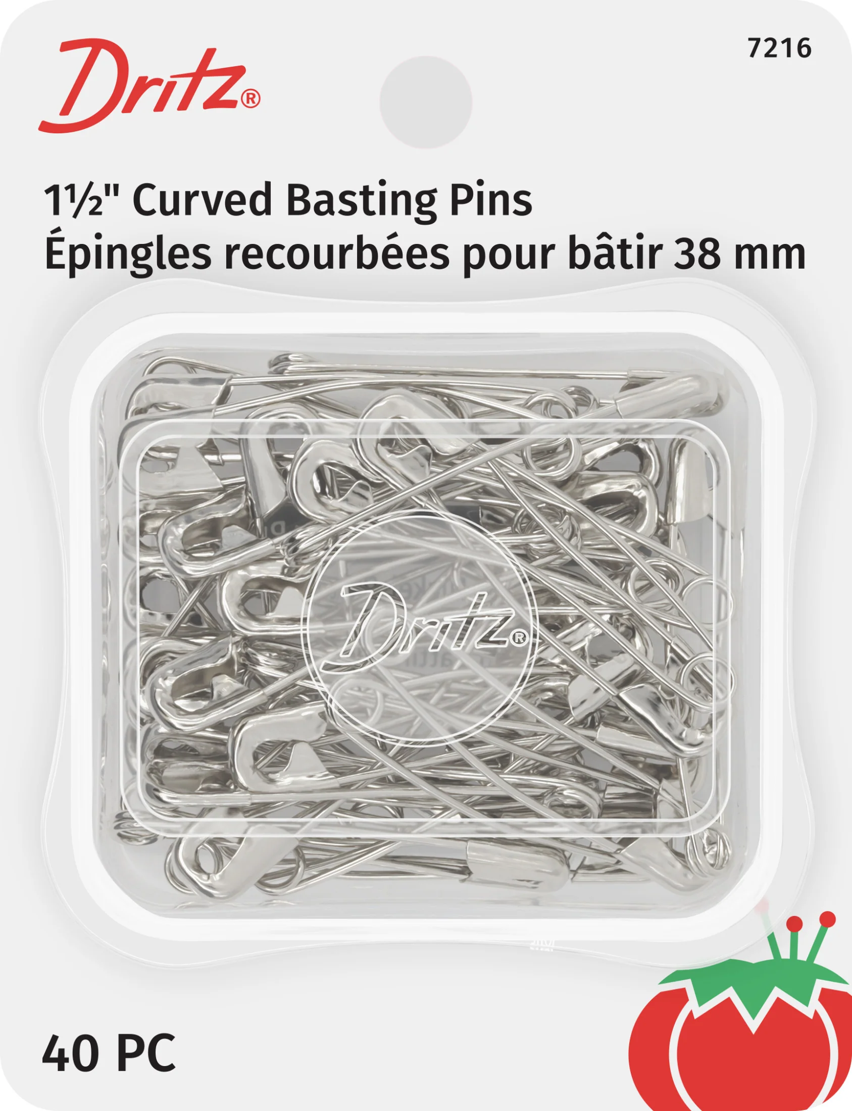 1-1/2" Curved Safety Pins, Nickel, 40 pc