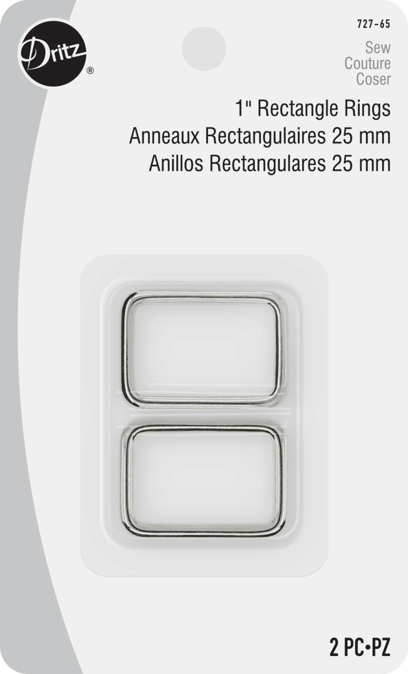 1" Rectangle Rings, Nickel, 2 pc