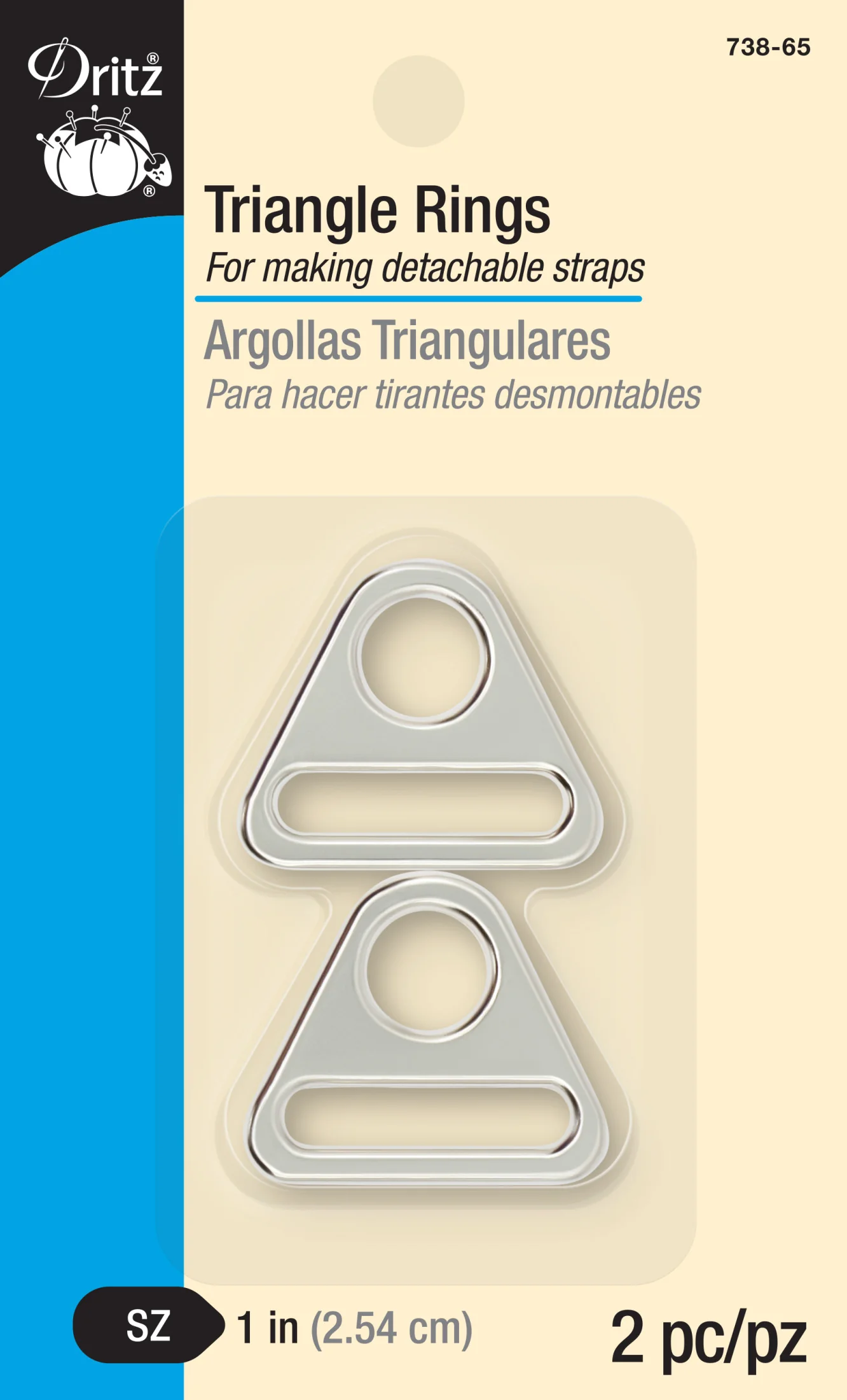 1" Triangle Rings, Nickel, 2 pc