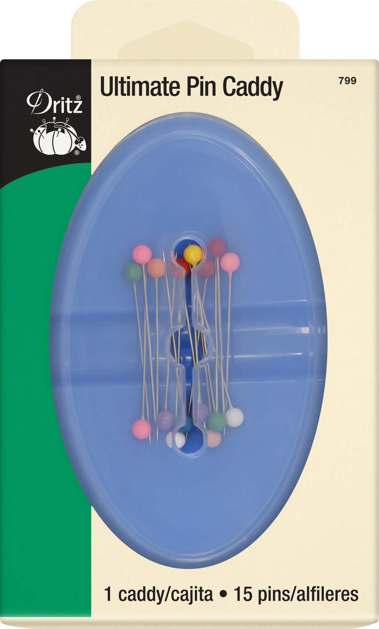 Ultimate Magnetic Pin Caddy with Ball Pins, Assorted Colors, 1 Caddy, 15 Ball Pins
