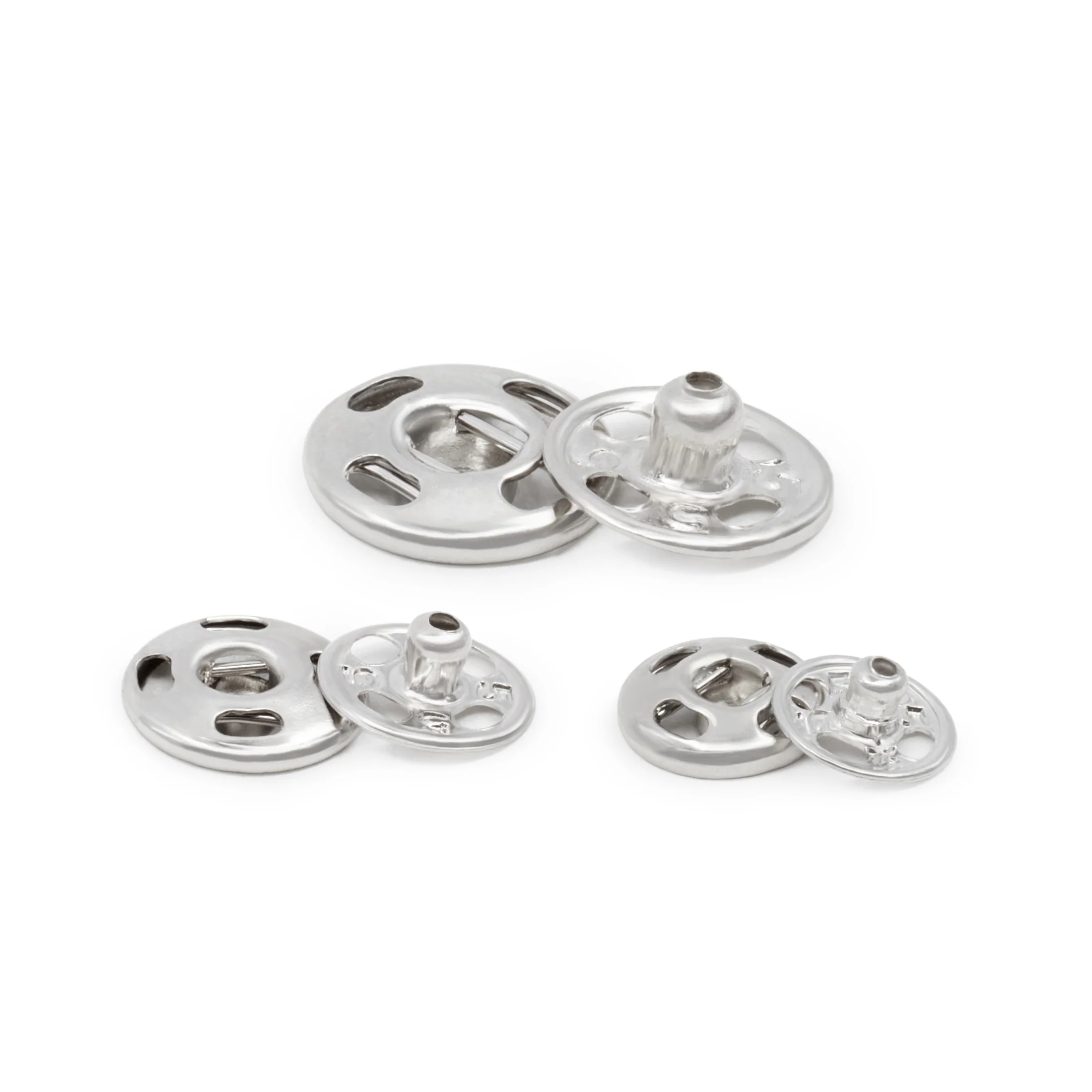 Sew-On Snaps, 36 Sets, Assorted Sizes, Nickel - Image 2