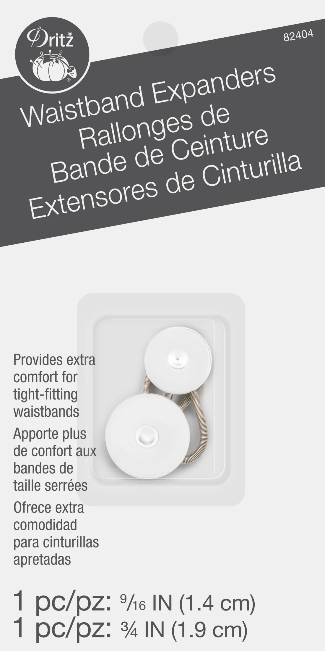 Waistband Button Expanders, 9/16-Inch and 3/4-Inch, 2 Count