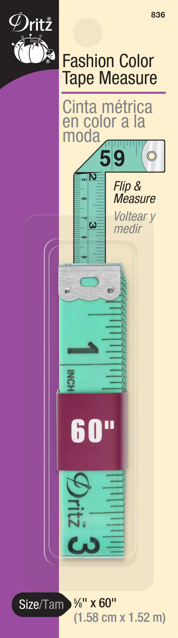 60" Fashion Color Tape Measure, Assorted Colors