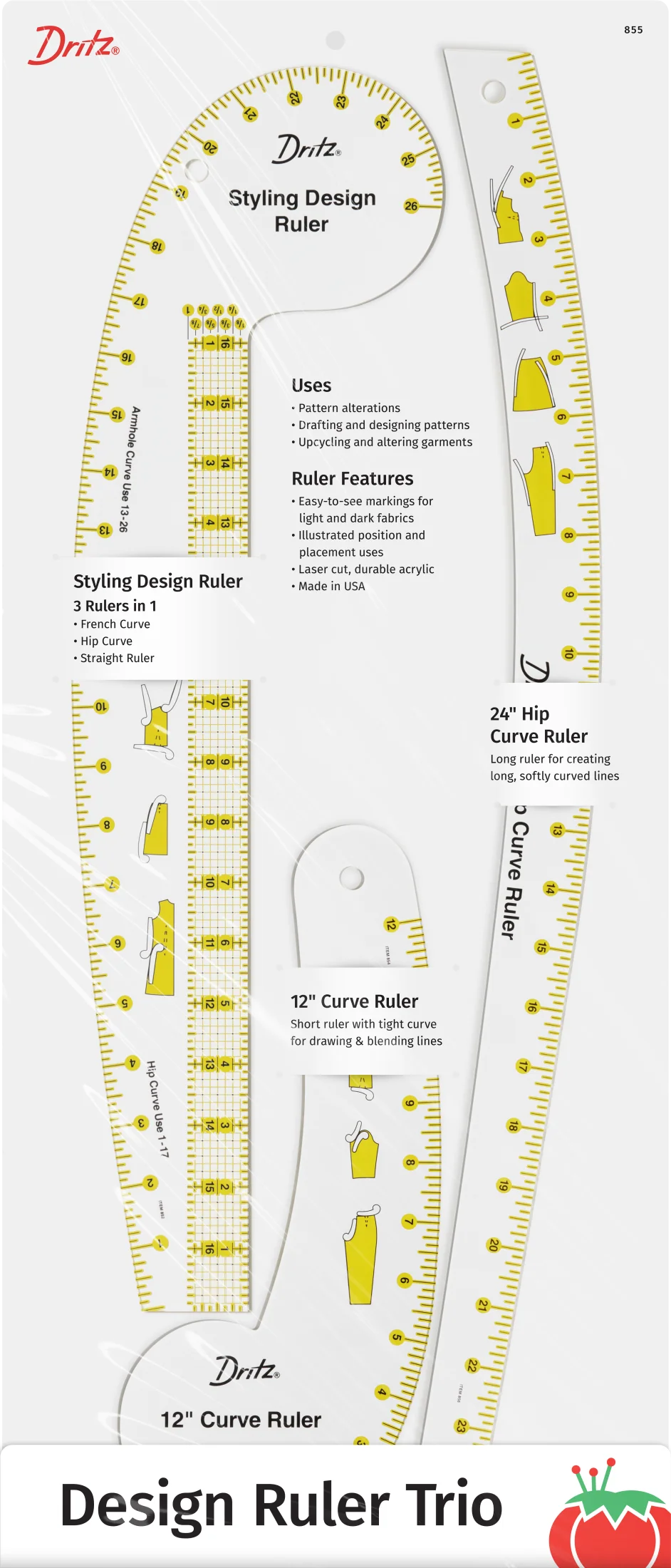 Design Ruler Trio, 3 Sewing Rulers, Clear