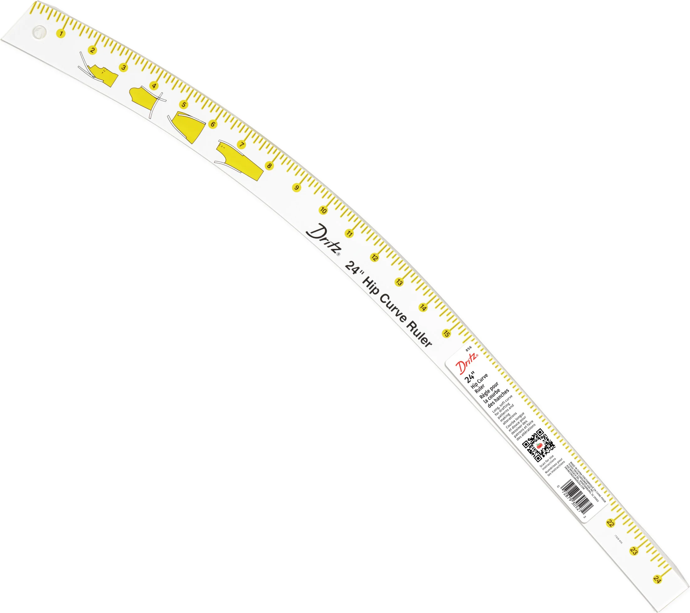 24" Hip Curve Ruler with How-To Illustrations