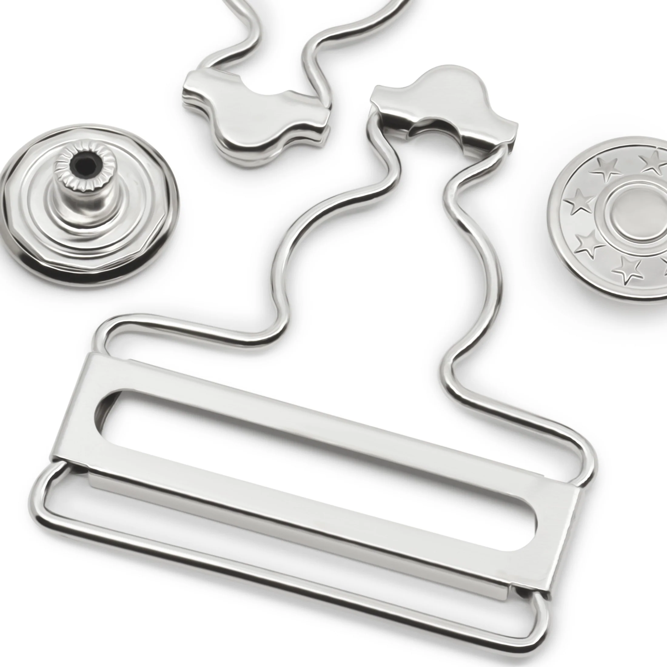 1-5/8" Overall Buckles with No-Sew Buttons, Nickel, 2 pc - Image 2