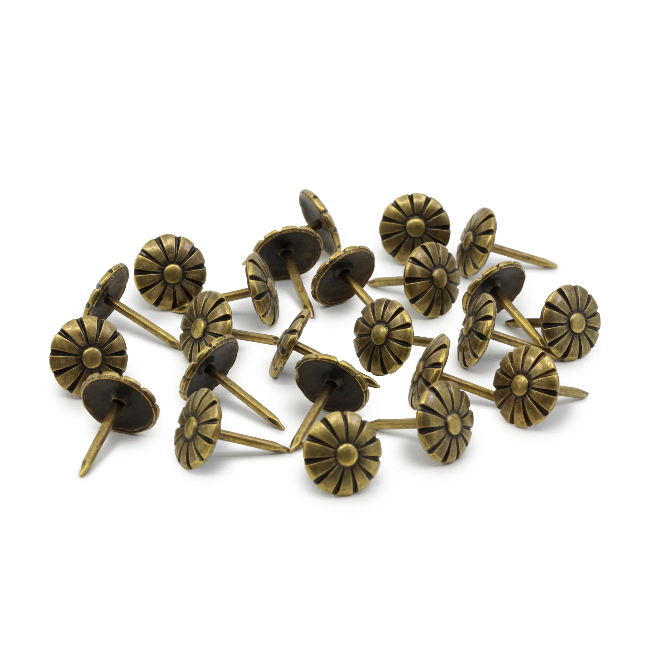 7/16" Decorative Daisy Nails, Antique Brass, 24 pc - Image 3
