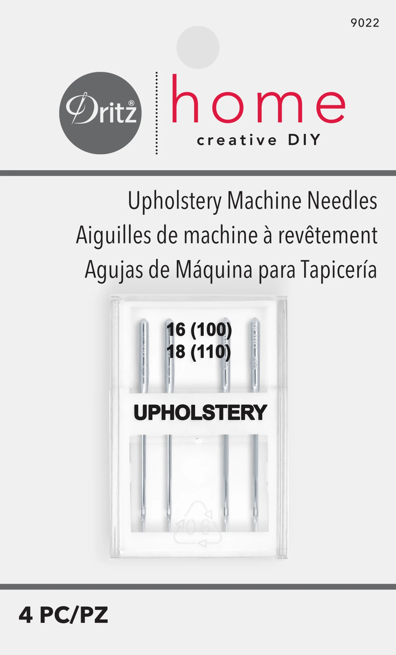 Upholstery Machine Needles, Size 16 & 18, 4 pc
