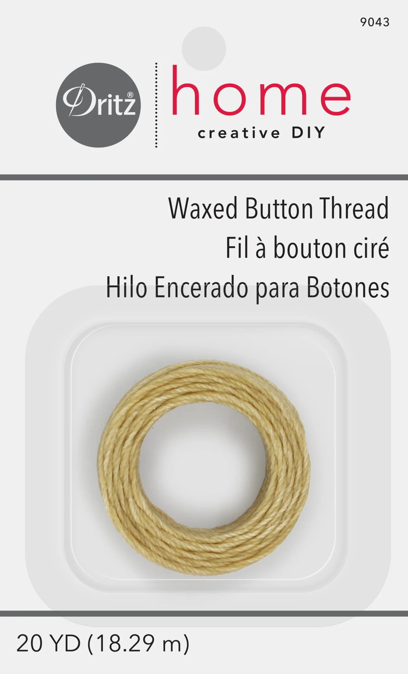 Waxed Button Thread, Natural, 20 yd