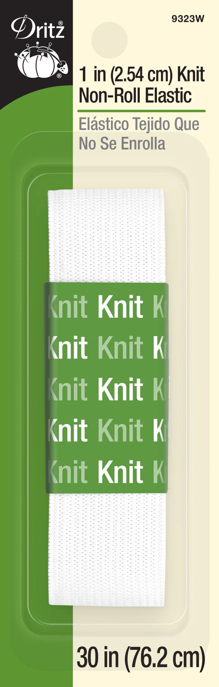 1" Knit Non-Roll Elastic, White, 30"
