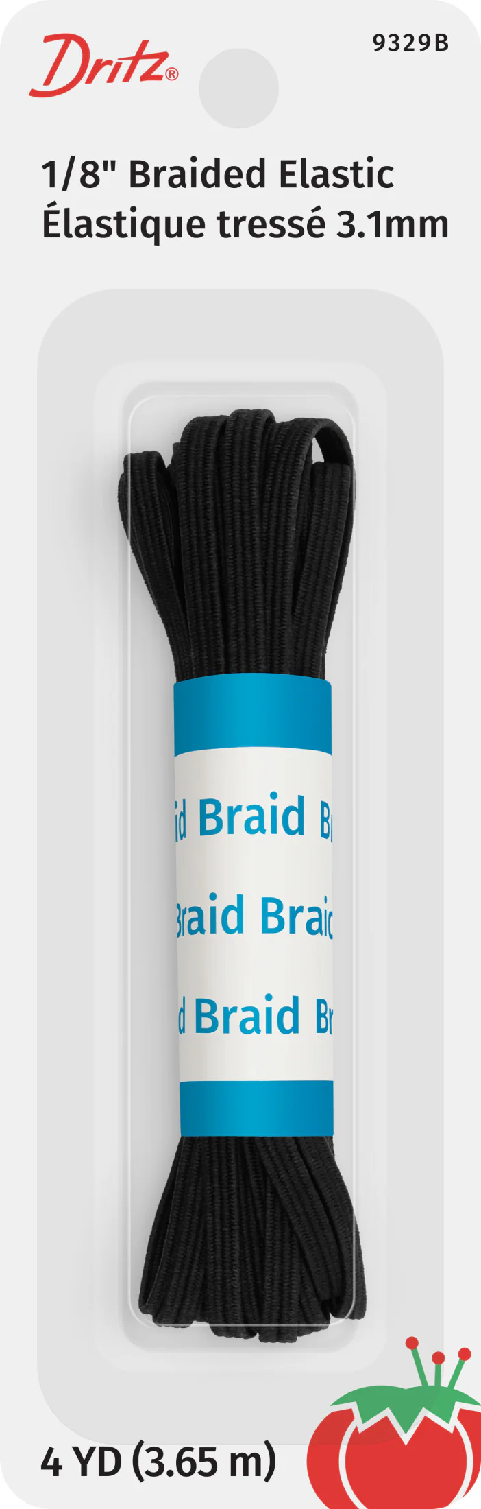 1/8" Black Braided Elastic, 4 yd