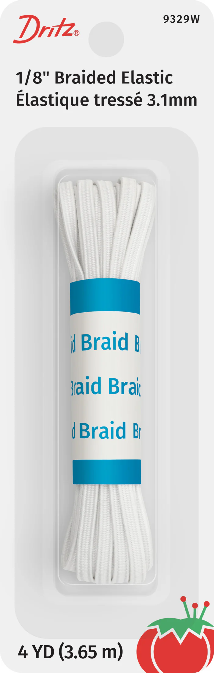 1/8" White Braided Elastic, 4 yd