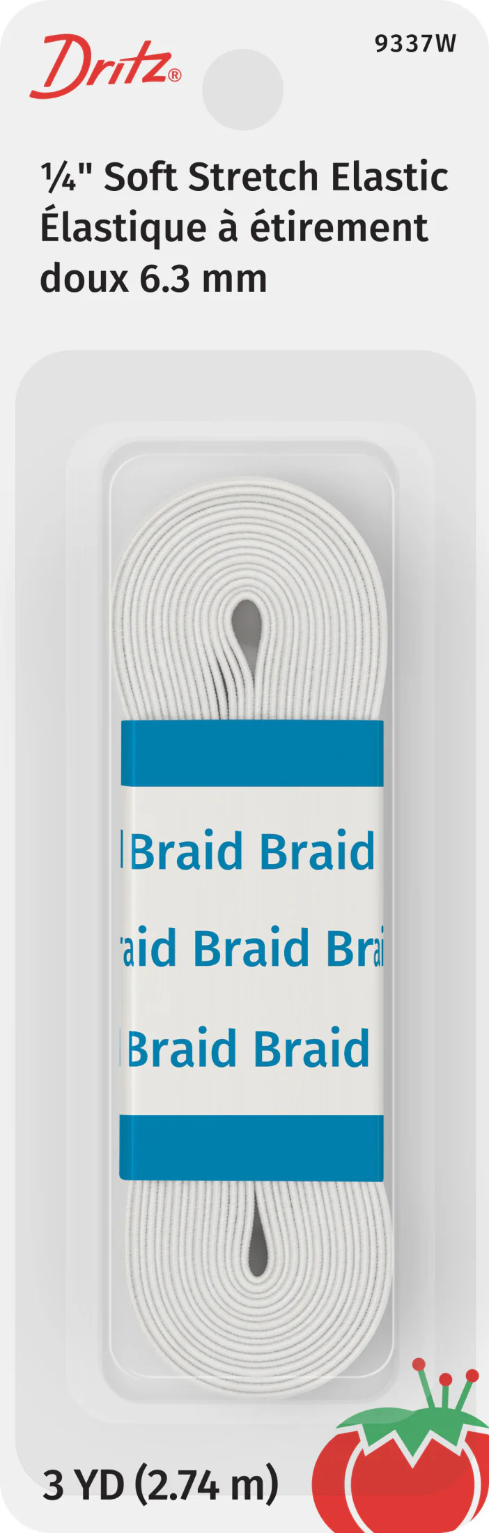 1/4" Soft Stretch Elastic, White, 3 yd