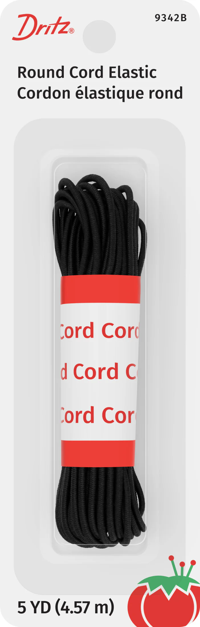 Round Cord Elastic, Black, 5 yd