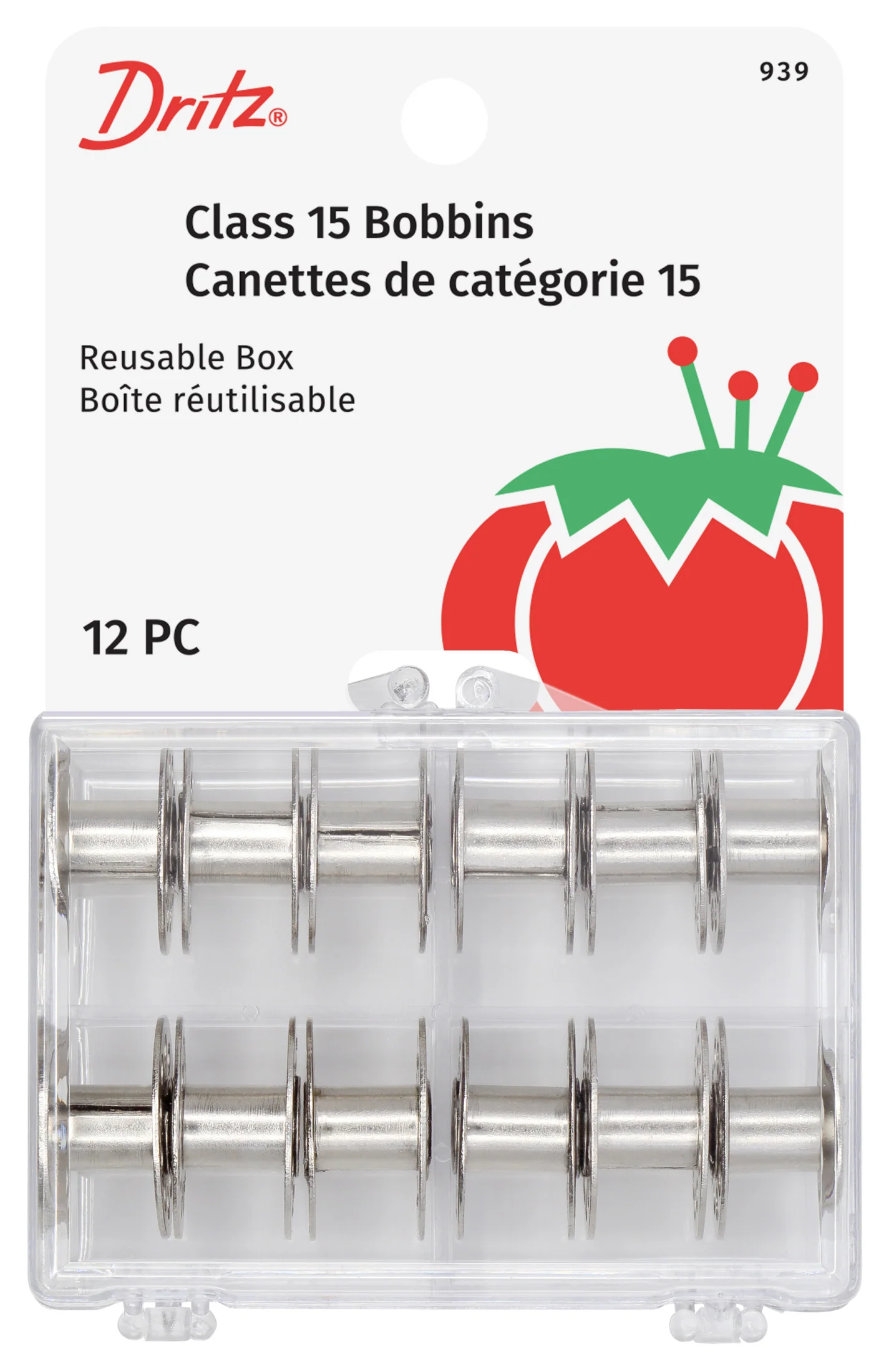 Class 15 Box of Bobbins, Clear, 12 pc