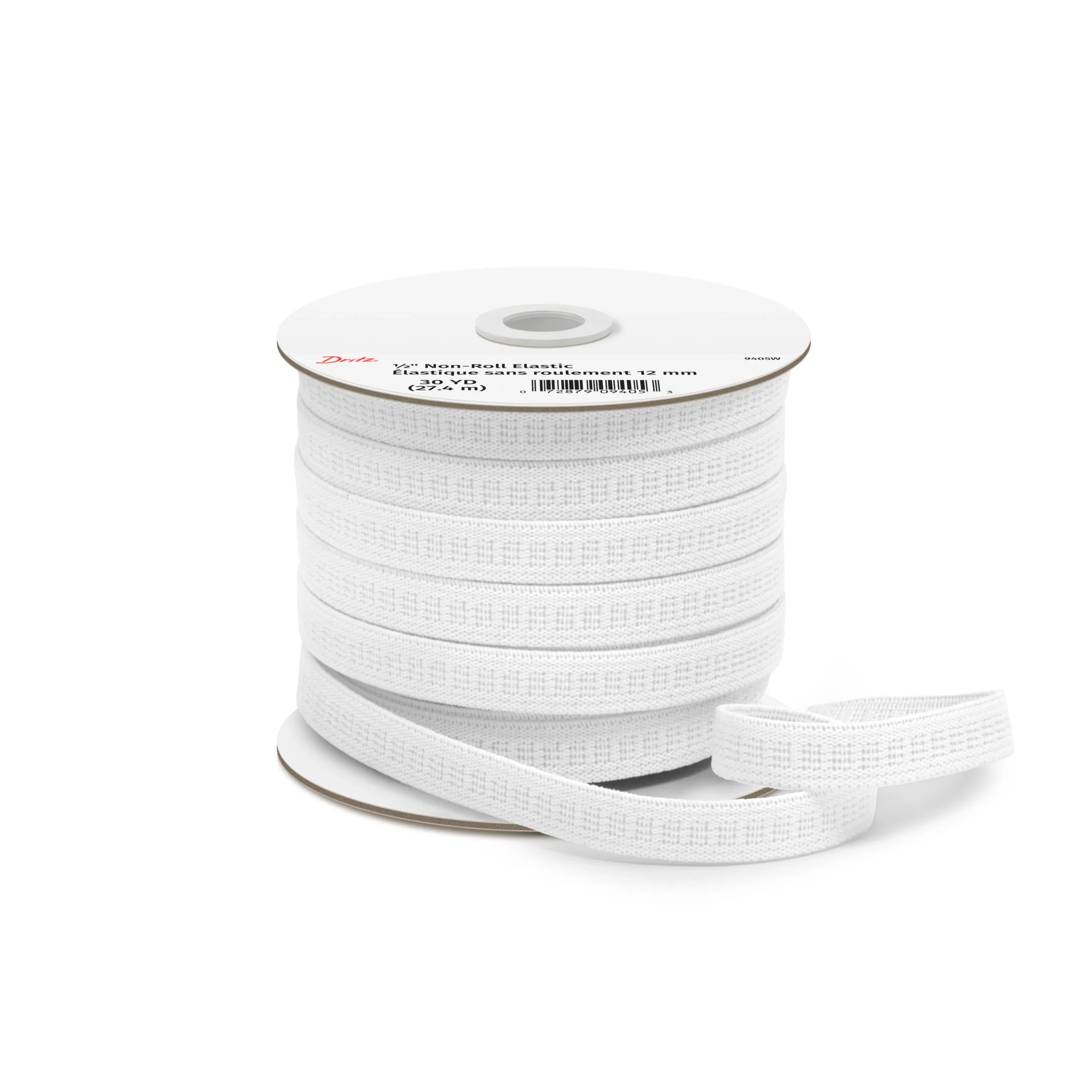 1/2" Ribbed Non-Roll Elastic, White, 30 yd - Image 3