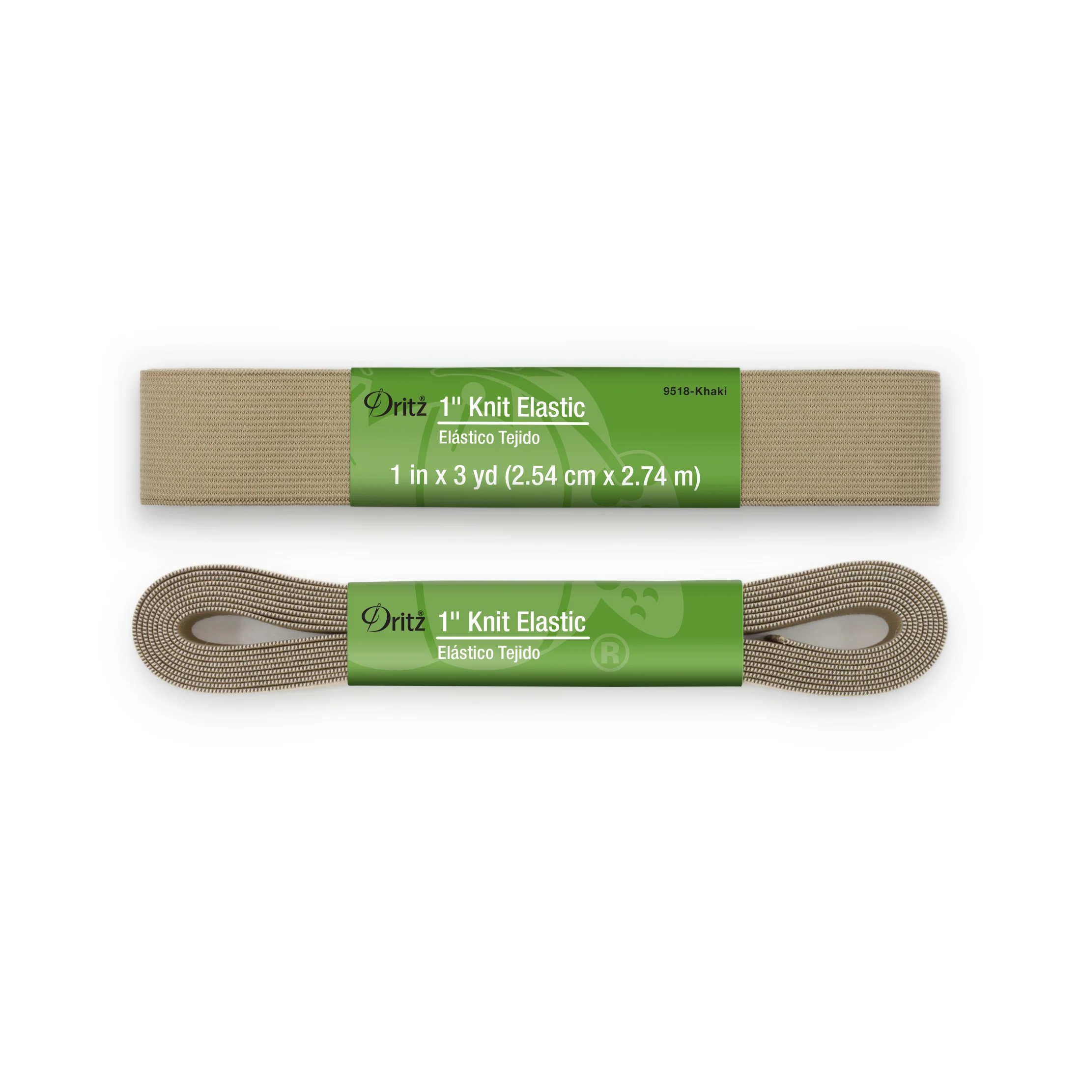 1" Knit Elastic, Khaki, 3 yd - Image 2