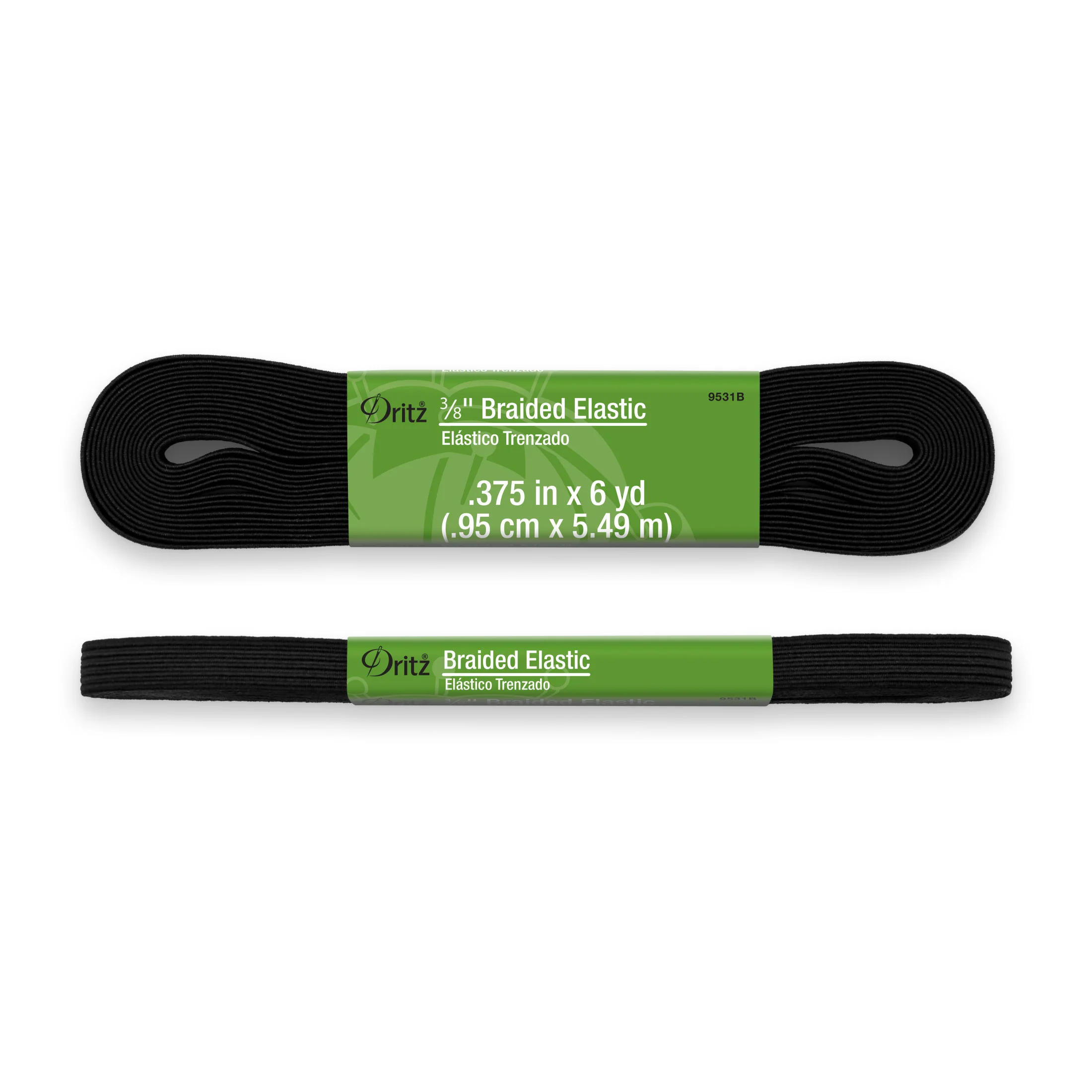 3/8" Black Braided Elastic, 6 yd - Image 2