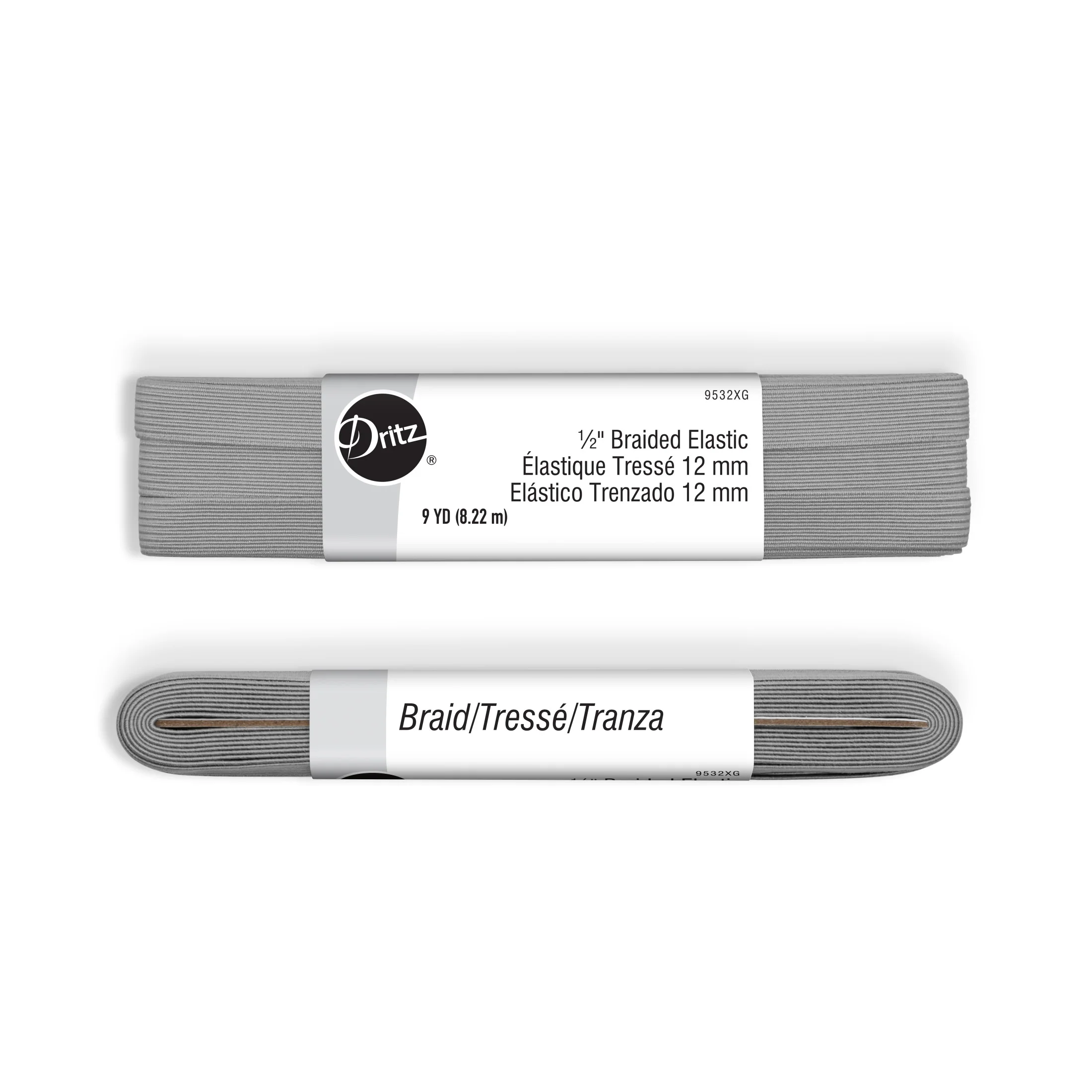 1/2" Gray Braided Elastic, 9 yd - Image 3