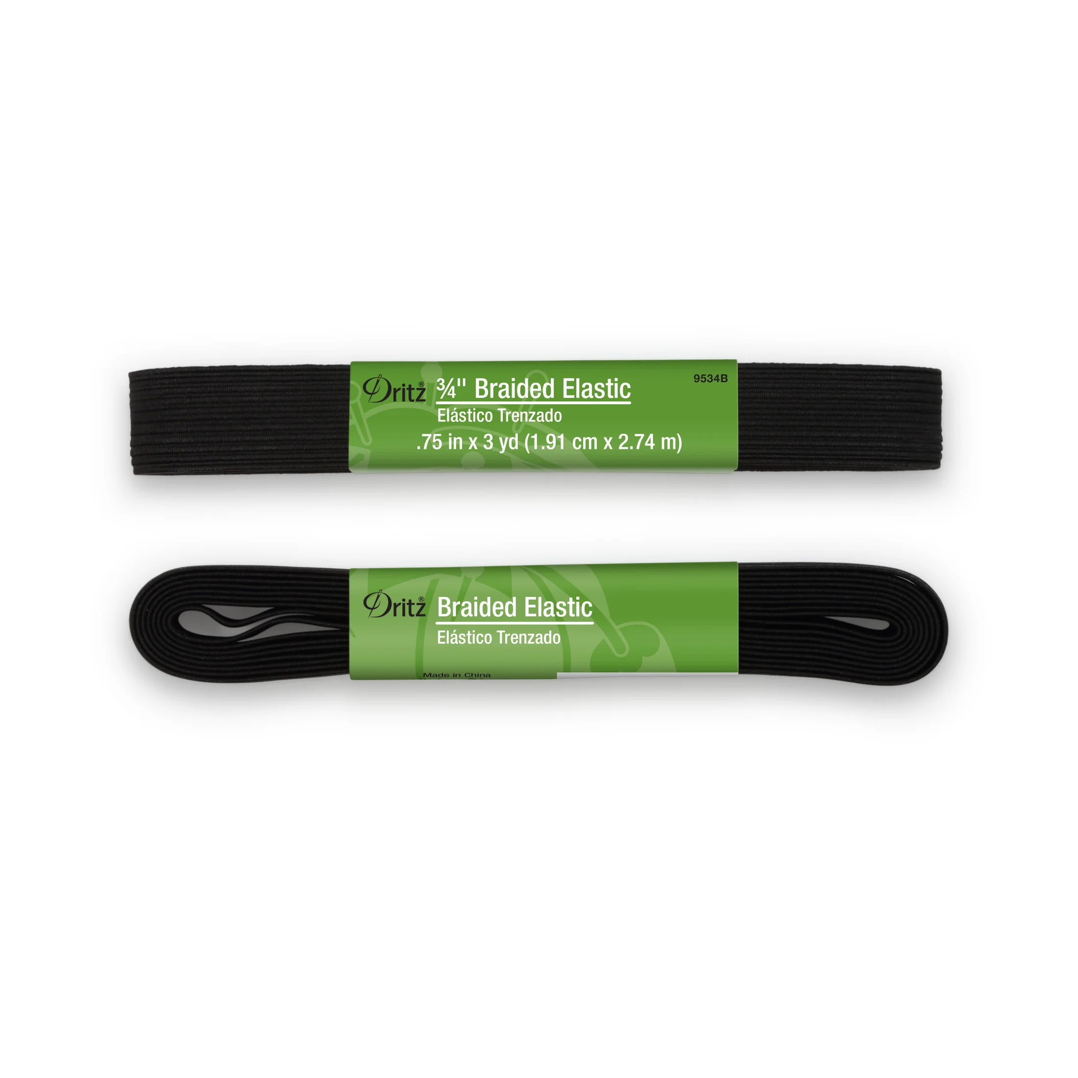 3/4" Black Braided Elastic, 3 yd - Image 2