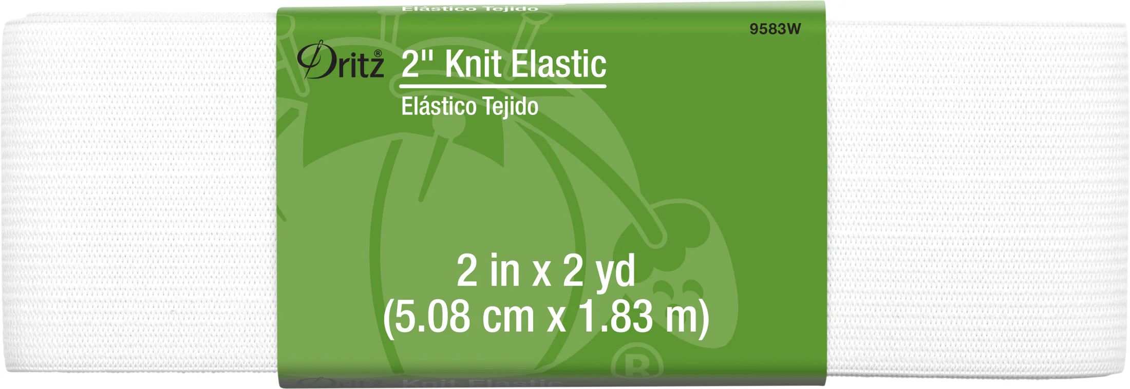 2" Knit Elastic, White, 2 yd