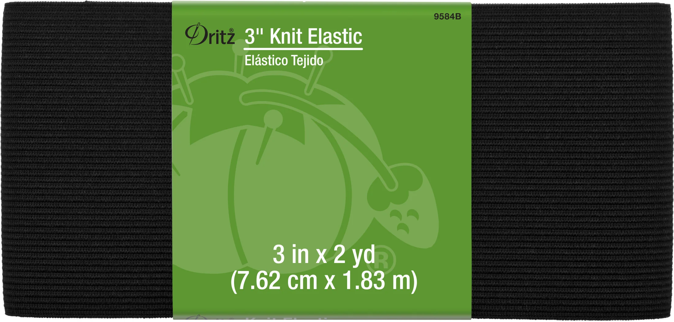 3" Knit Elastic, Black, 2 yd