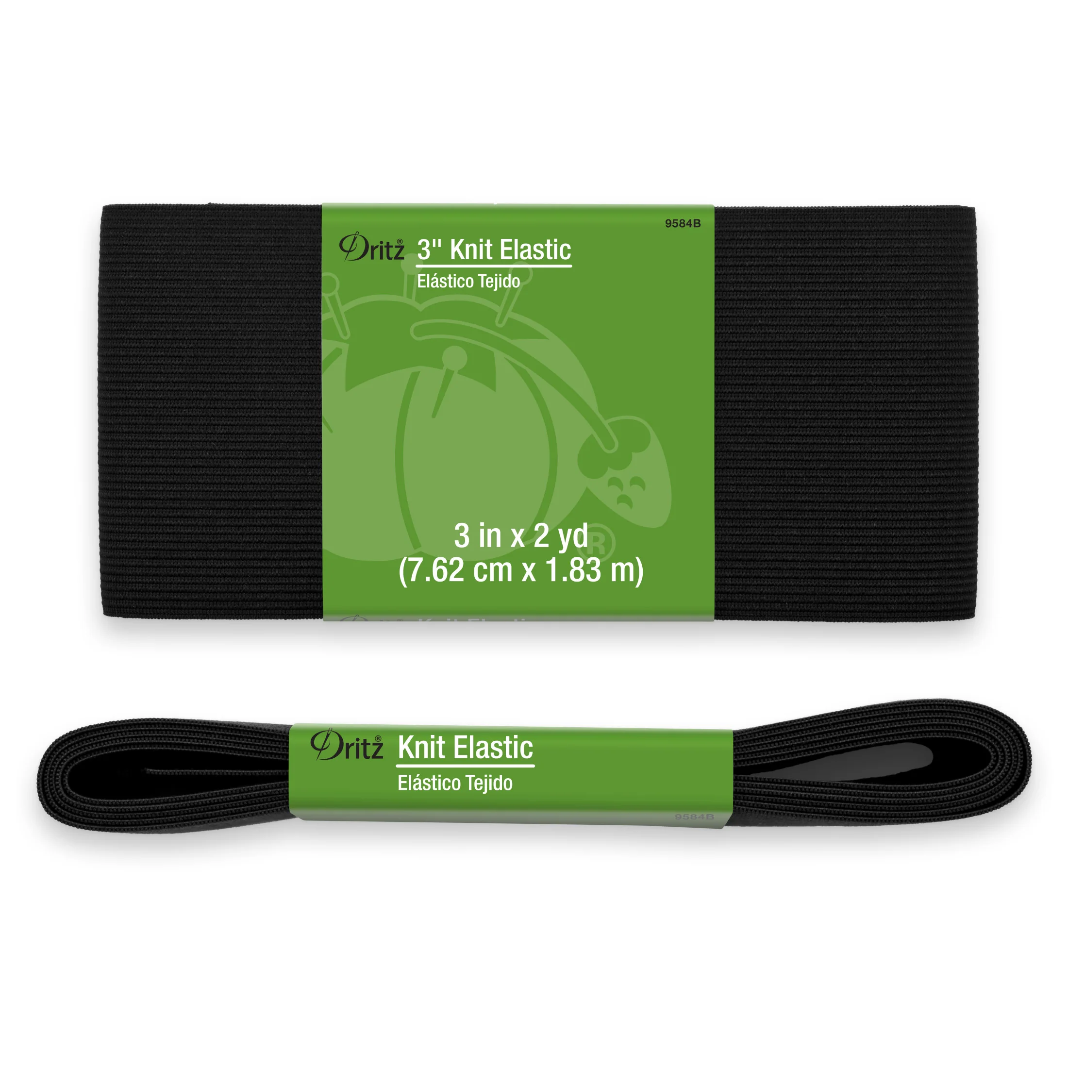 3" Knit Elastic, Black, 2 yd - Image 2