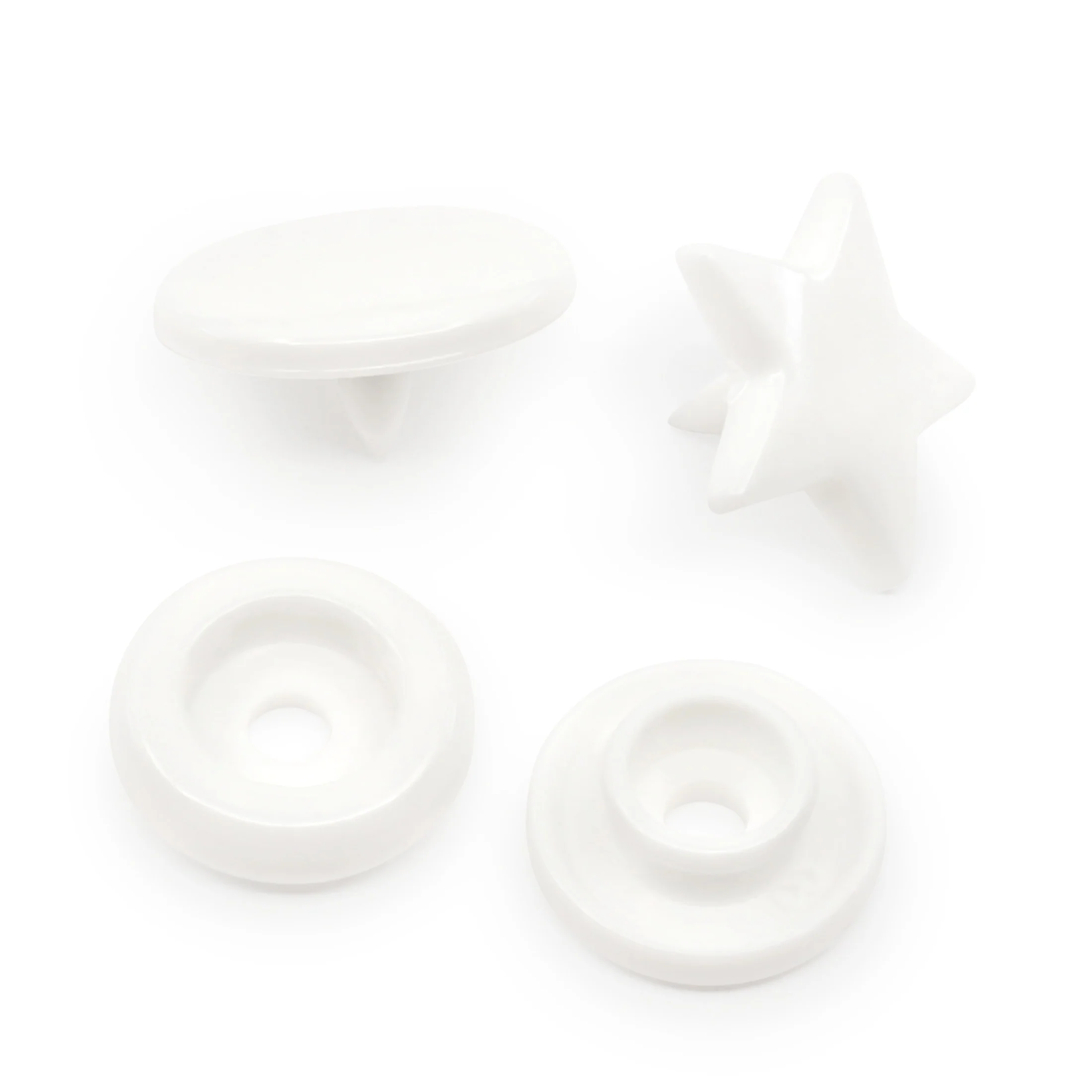 Plastic Color Star Snaps, 12 Sets, White - Image 3