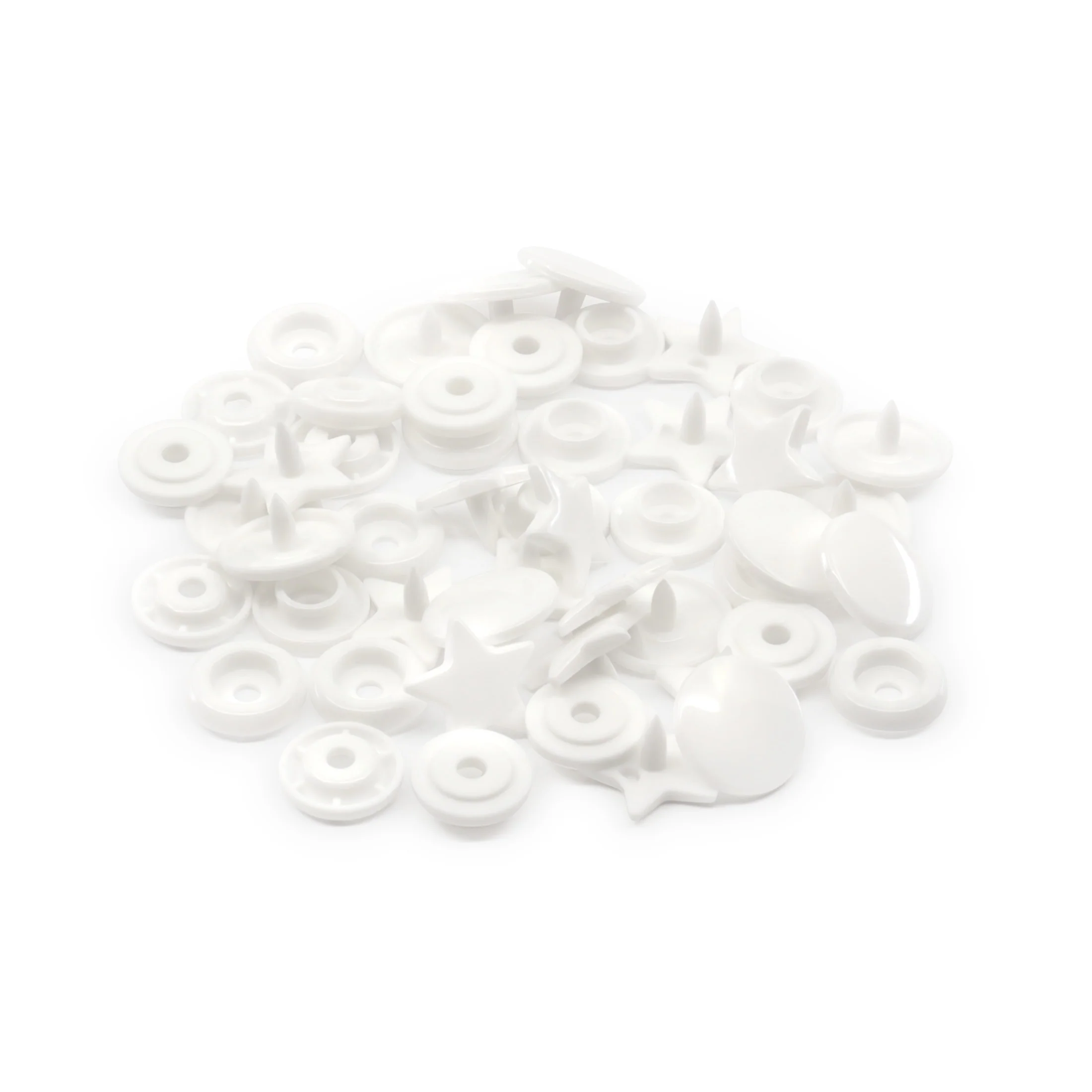 Plastic Color Star Snaps, 12 Sets, White - Image 6