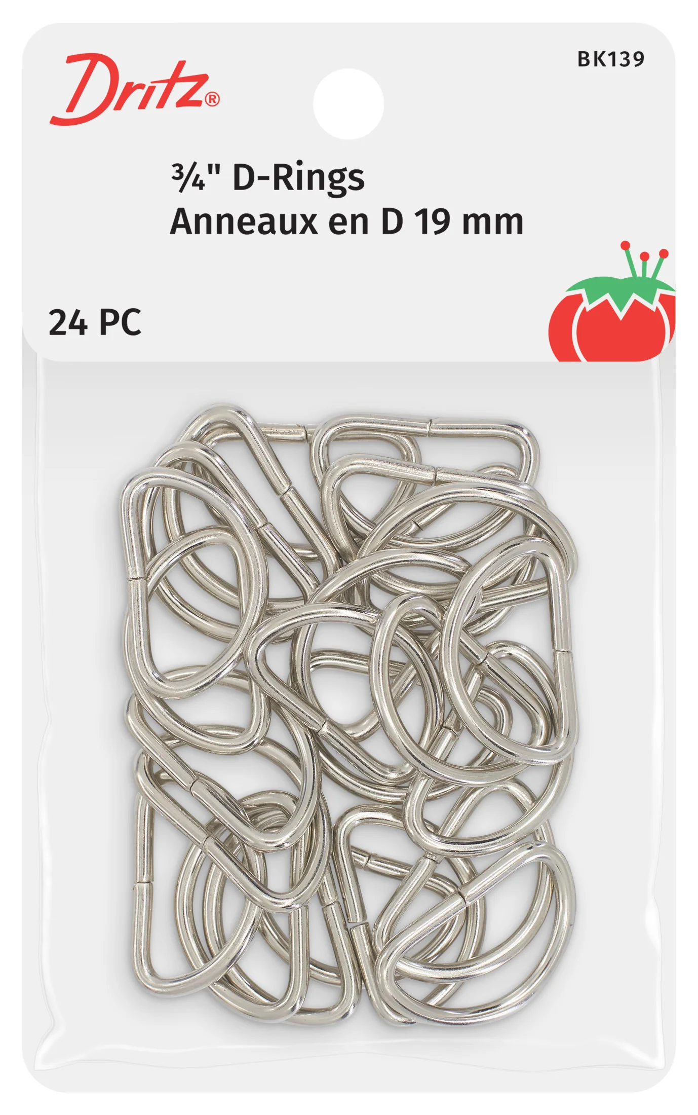 3/4" D-Rings, Nickel, 24 pc
