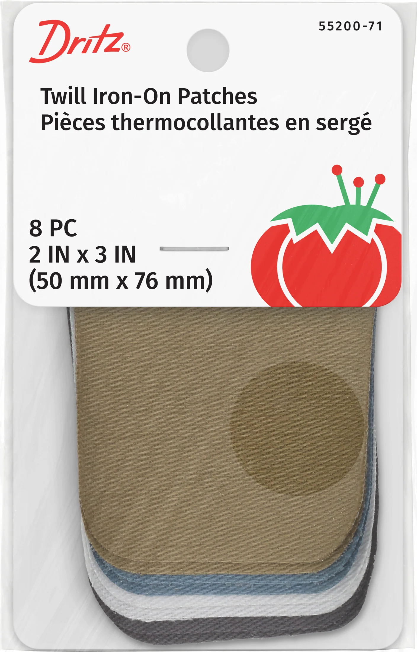 Twill Iron-On Patches, 2" x 3", 8 pc