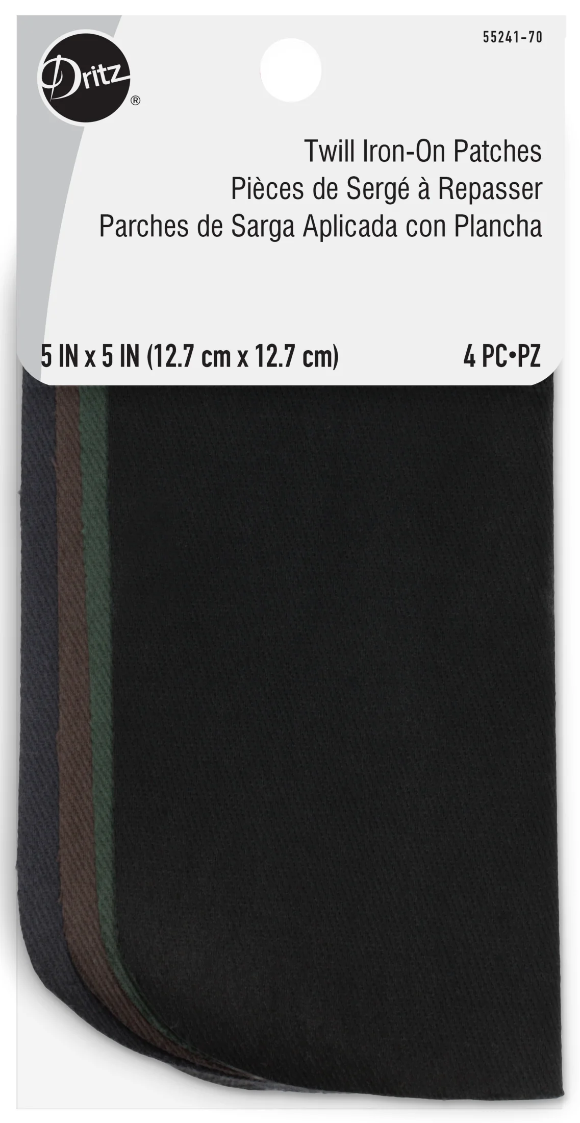 Twill Iron-On Patches, 5" x 5", 4 pc