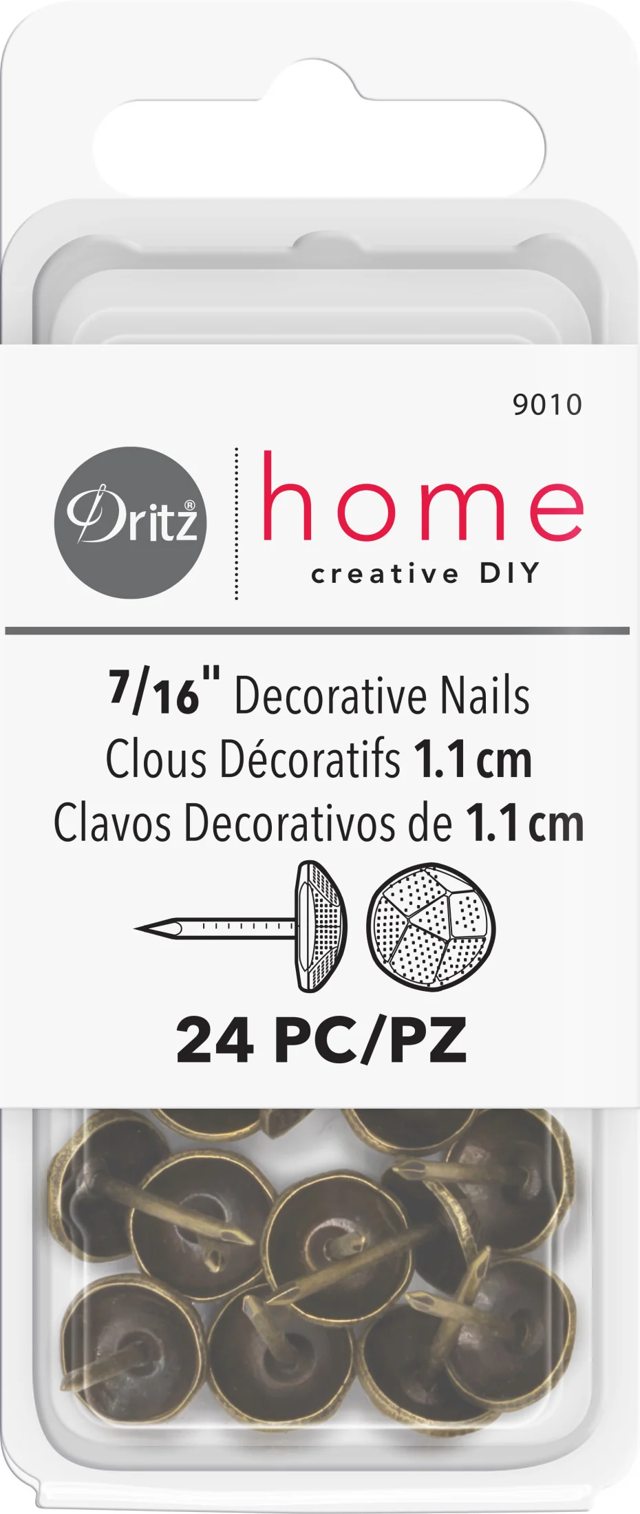 7/16" Textured Decorative Nails, 24 pc