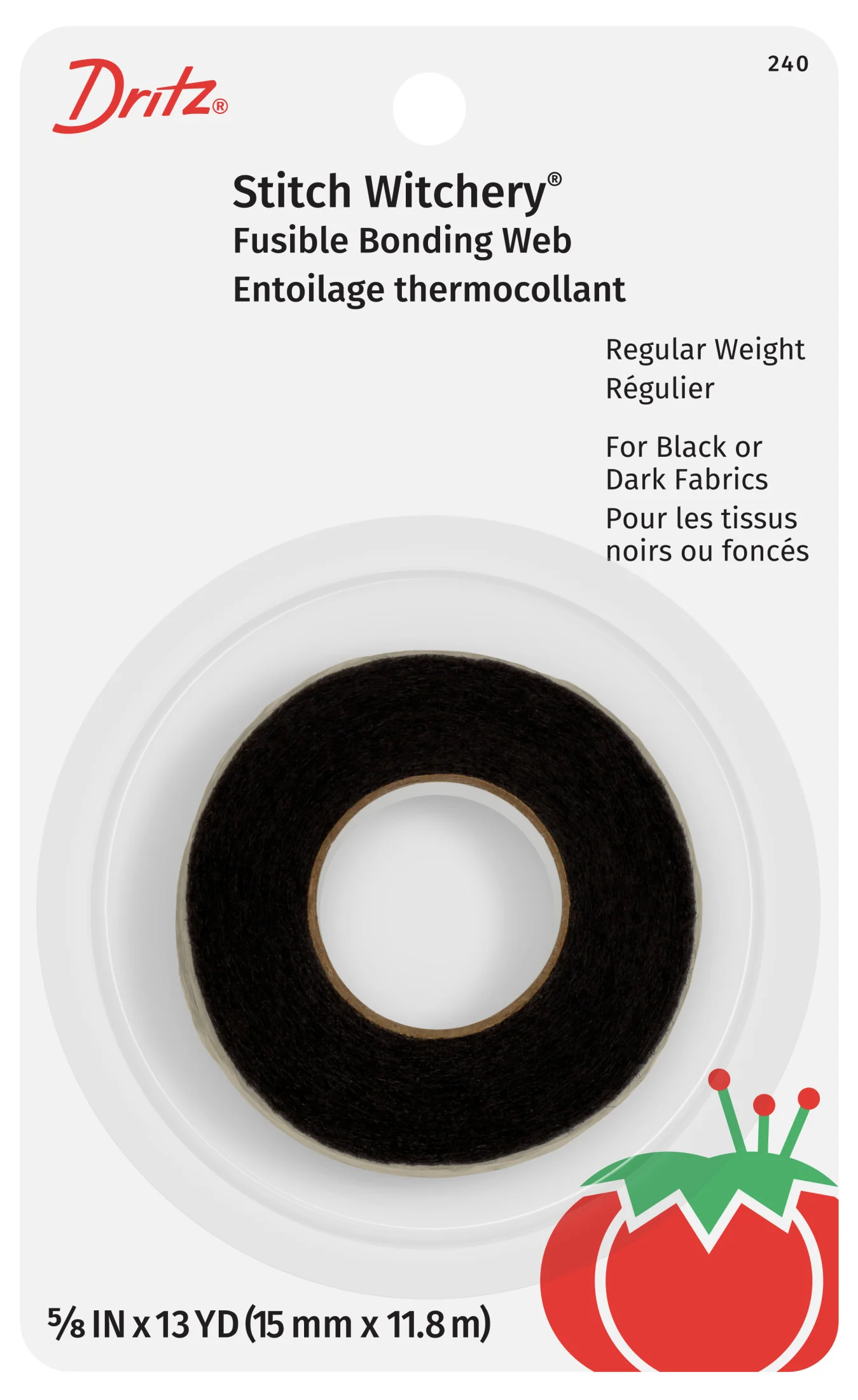 Stitch Witchery Fusible Bonding Web, Regular Weight, Black, 13 yd