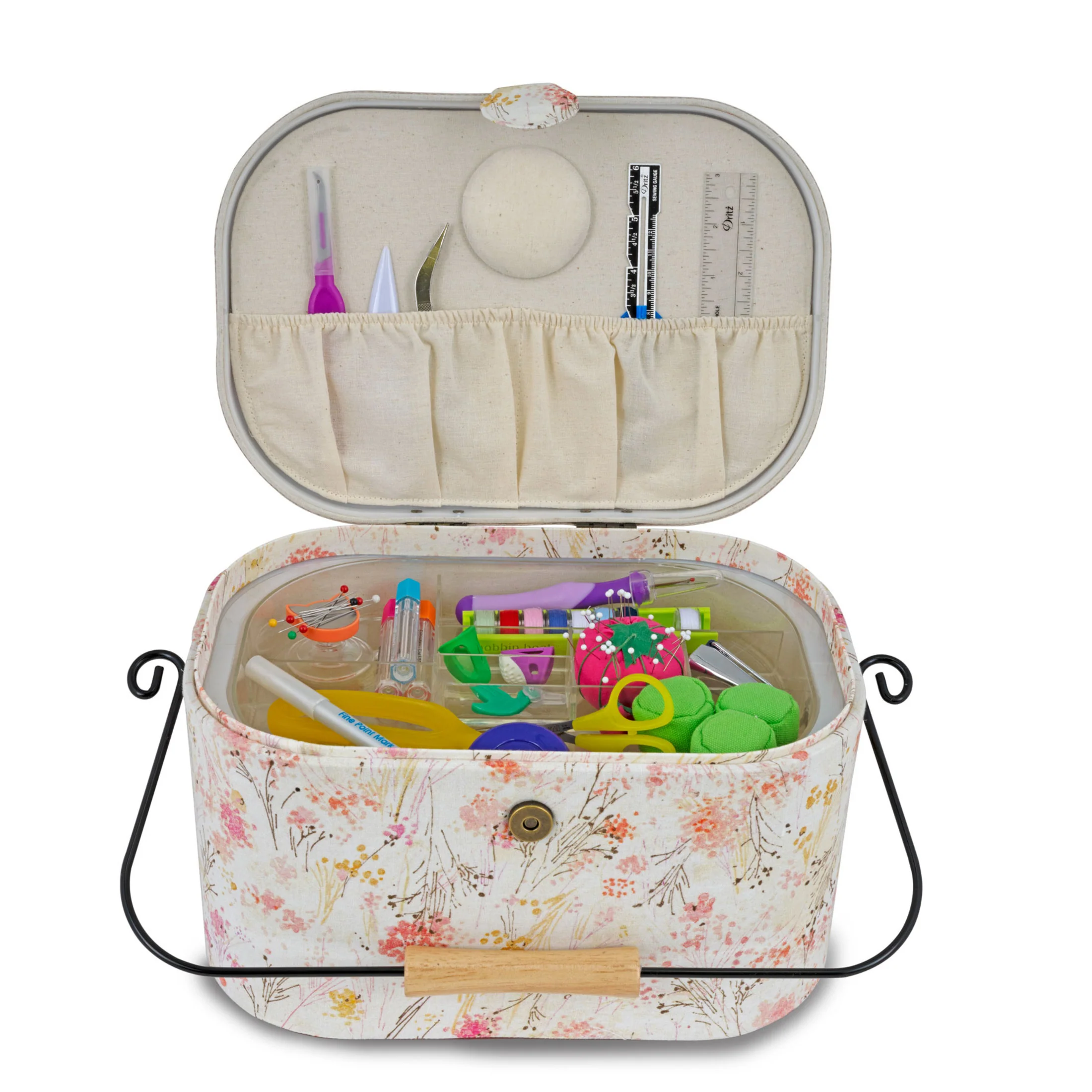 Oval Sewing Basket with Metal Handle, Large - Image 16